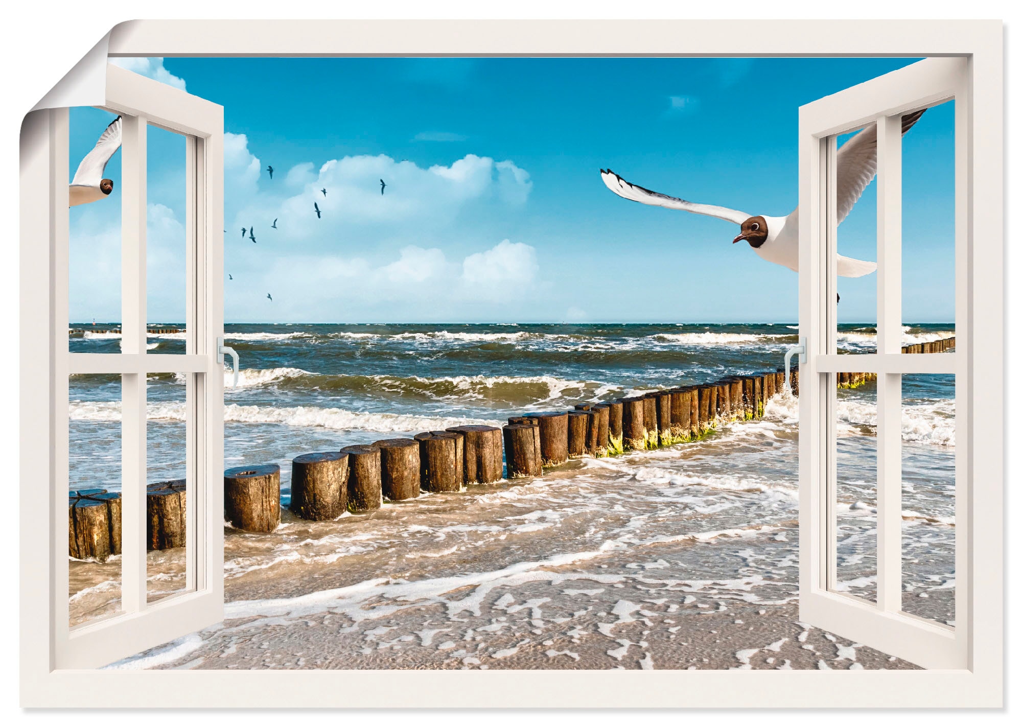 Artland Wandbild »Fensterblick - Ostsee«, Fensterblick, (1 St.), als Leinwa günstig online kaufen