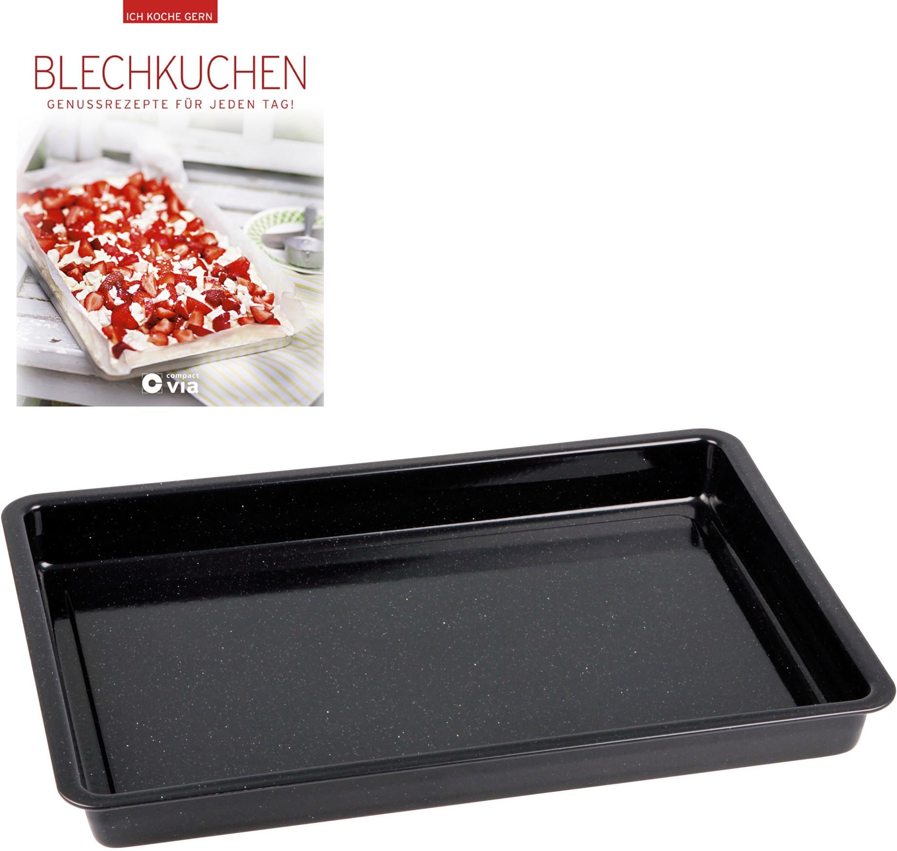 CHG Backblech »Emaille - inkl. Backbuch«, Emaille-Stahlblech, (Set, 2 St., 1x Backblech + 1x Backbuch), Backbuch mit tollen Rezeptideen, Made in Germany