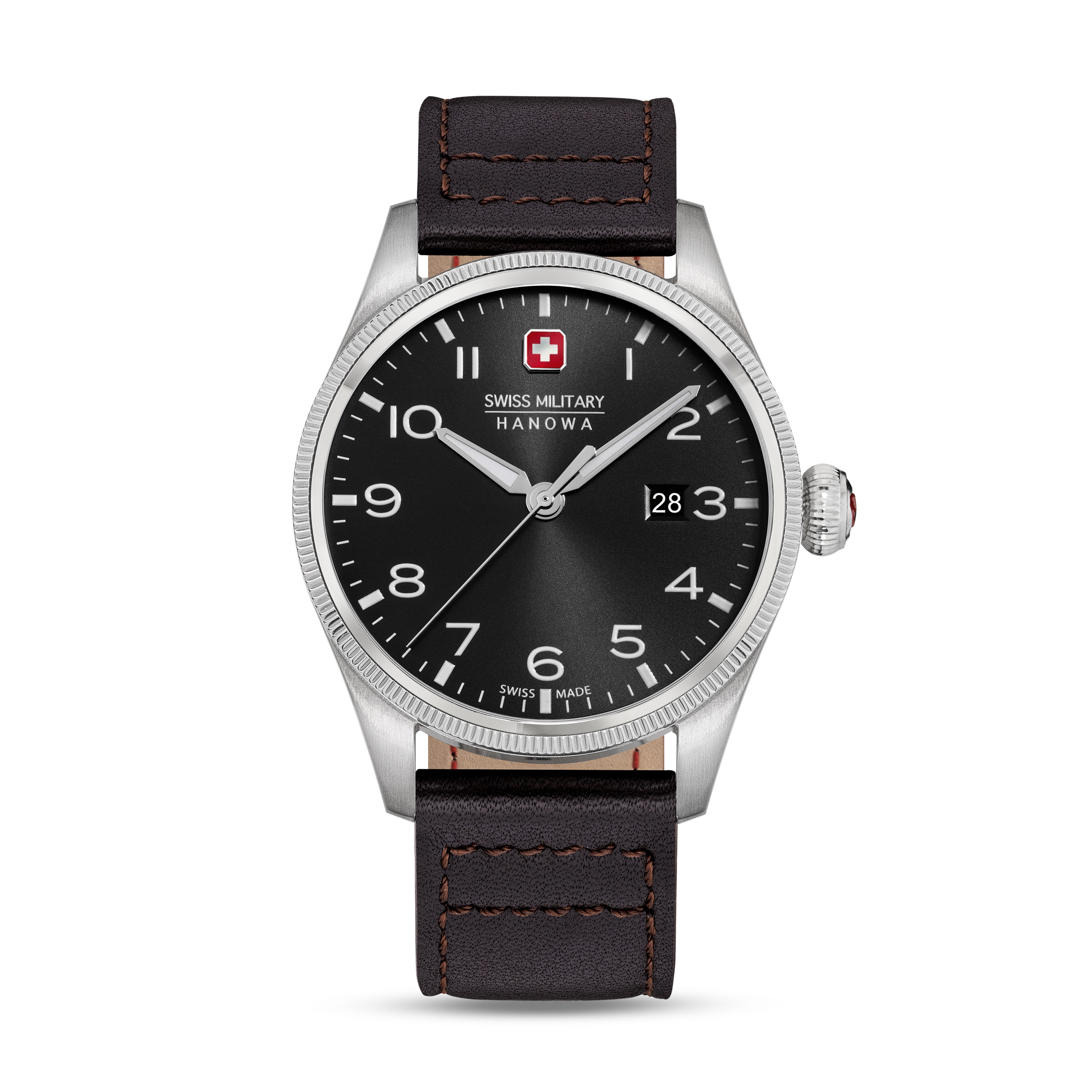 Swiss Military Hanowa Quarzuhr »Thunderbolt« Armbanduhr, Herrenuhr, Swiss Made, Lederarmband, analog, Tag