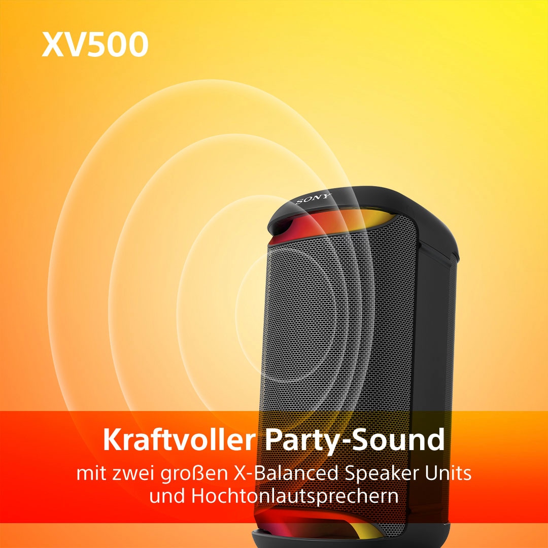 Sony Party-Lautsprecher »SRS-XV500«, 25 Std. Akku, tragbar, für drinnen + draußen, IPX4-Bewertung