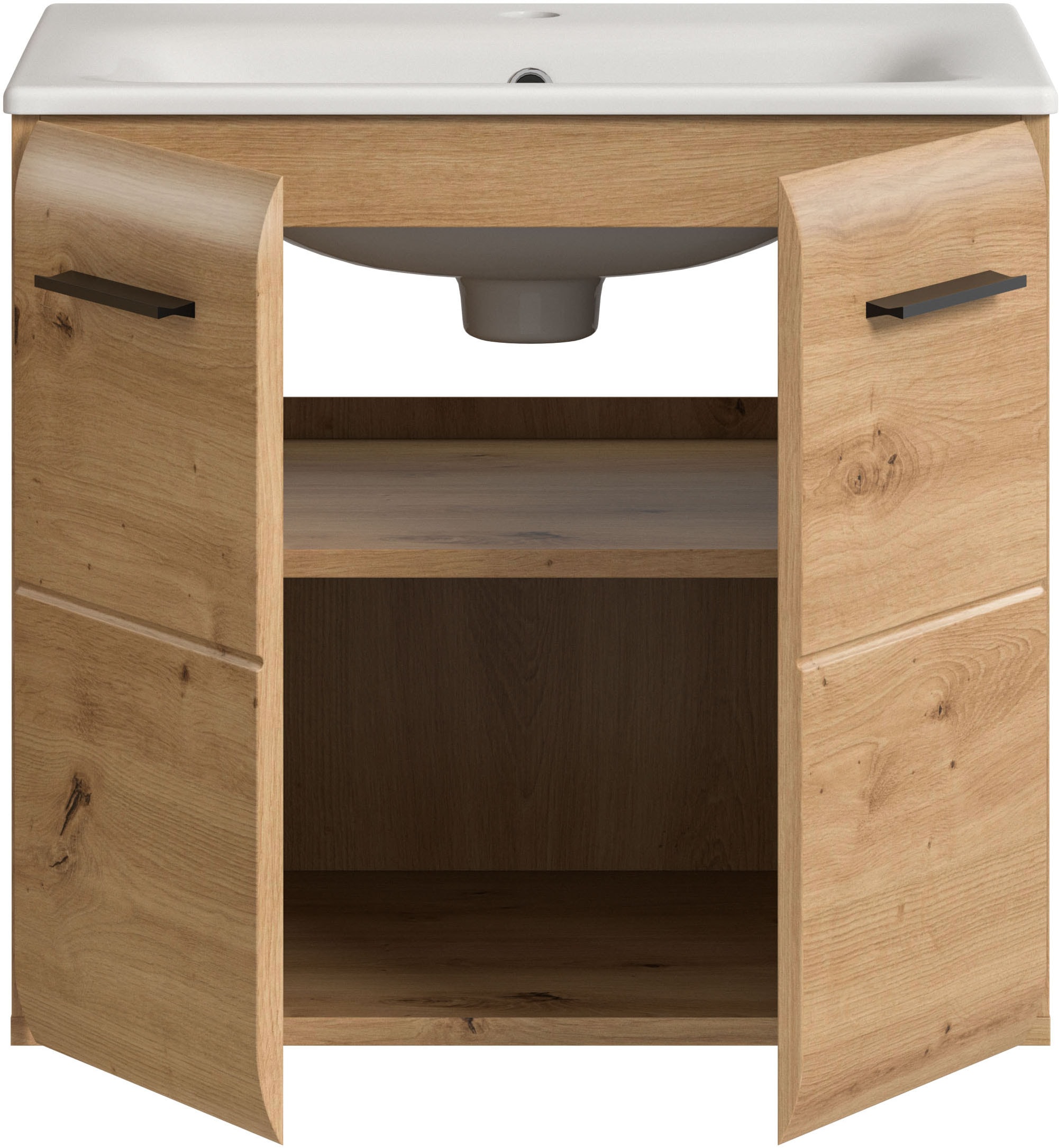 INOSIGN Waschbeckenunterschrank, (2 St.), Florenz, Waschtisch inkl. Waschbecken, Artisan Oak NB, 60 cm breit