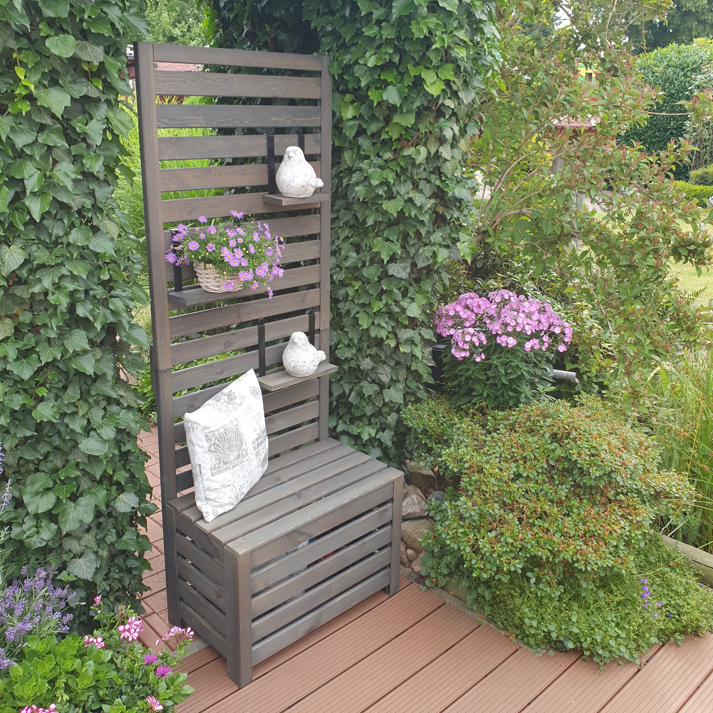 promadino Spalier »für Balkon und Garten« Sitzgelegenheit und Sichtschutz, L70xT40xH180cm, Volumen: 91 Liter