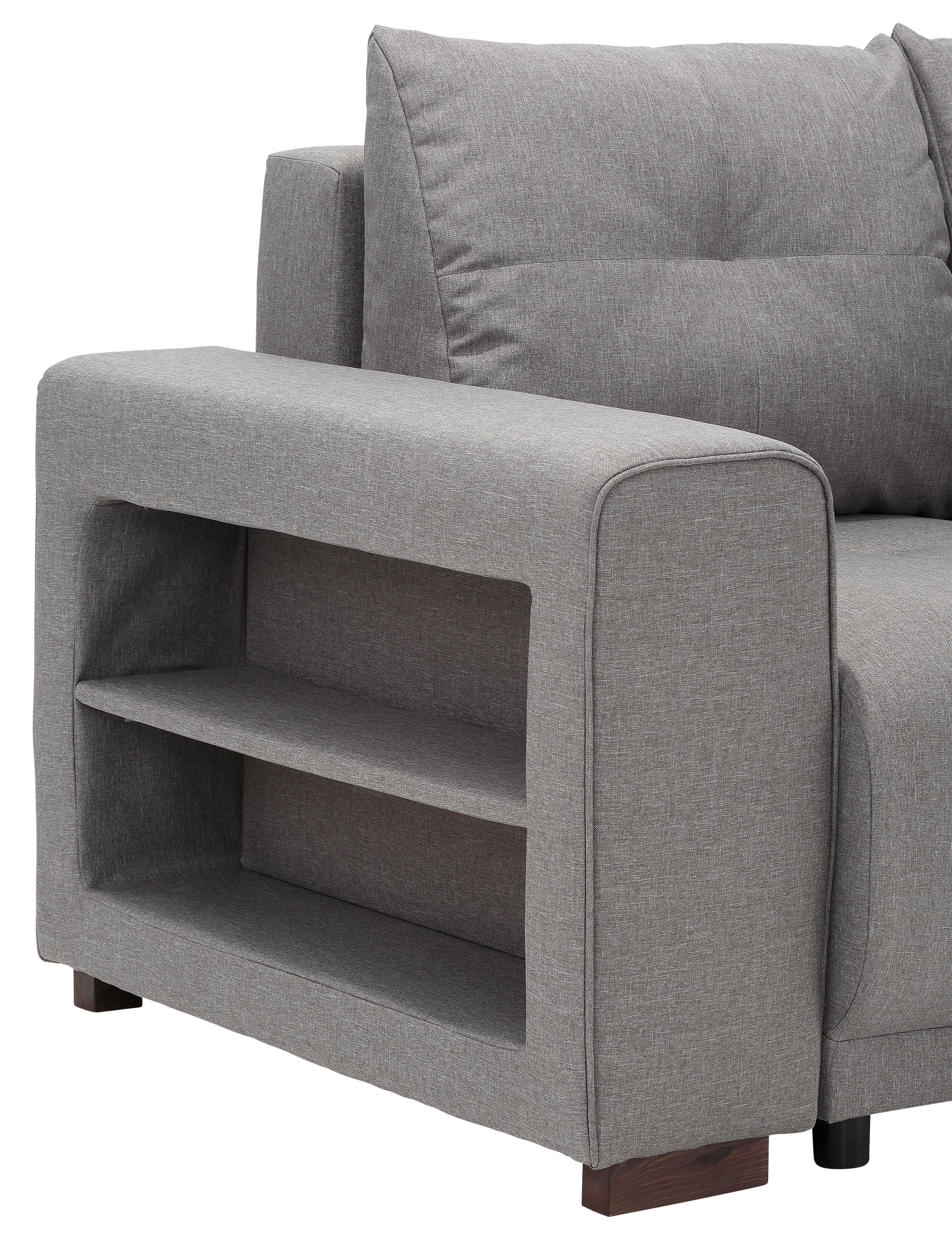 Home affaire Ecksofa »Viborg L-Form«, mit Regal in der Armlehne, wahlweise mit Bettfunktion