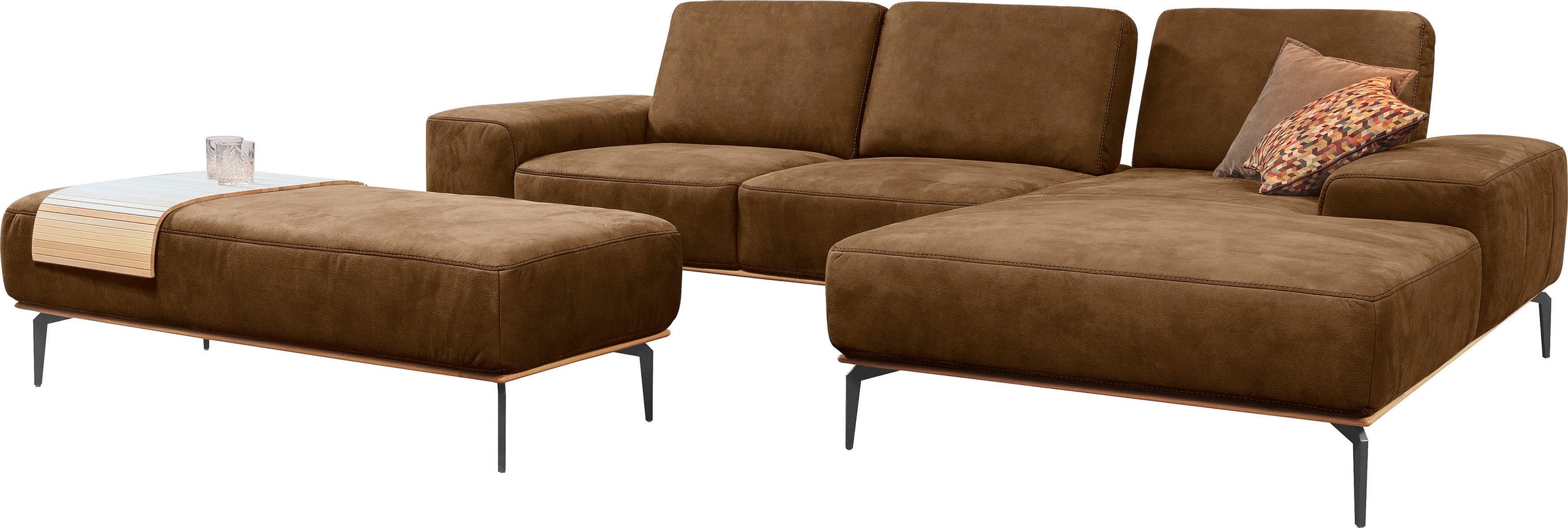W.SCHILLIG Ecksofa »run, Designsofa mit tollem Sitzkomfort, bequem, L-Form«, mit Holzsockel, Füße in Schwarz pulverbeschichtet, Breite 299 cm
