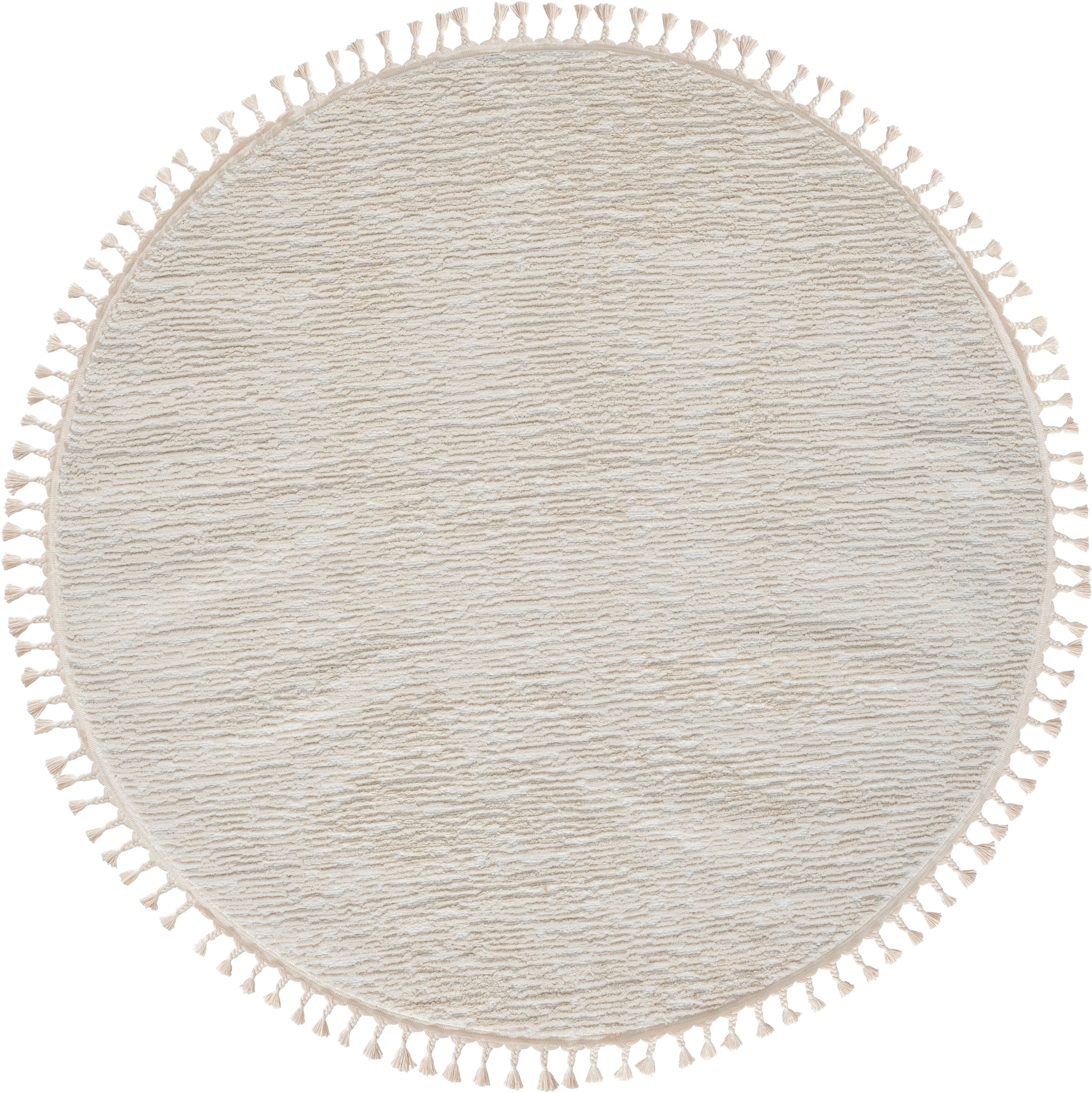 Myflair Möbel & Accessoires Hochflor-Teppich »Moroccan Pureness«, rund, 24 mm Höhe, moderner Teppich, Uni-Farben, weich durch Hochflor, mit Fransen