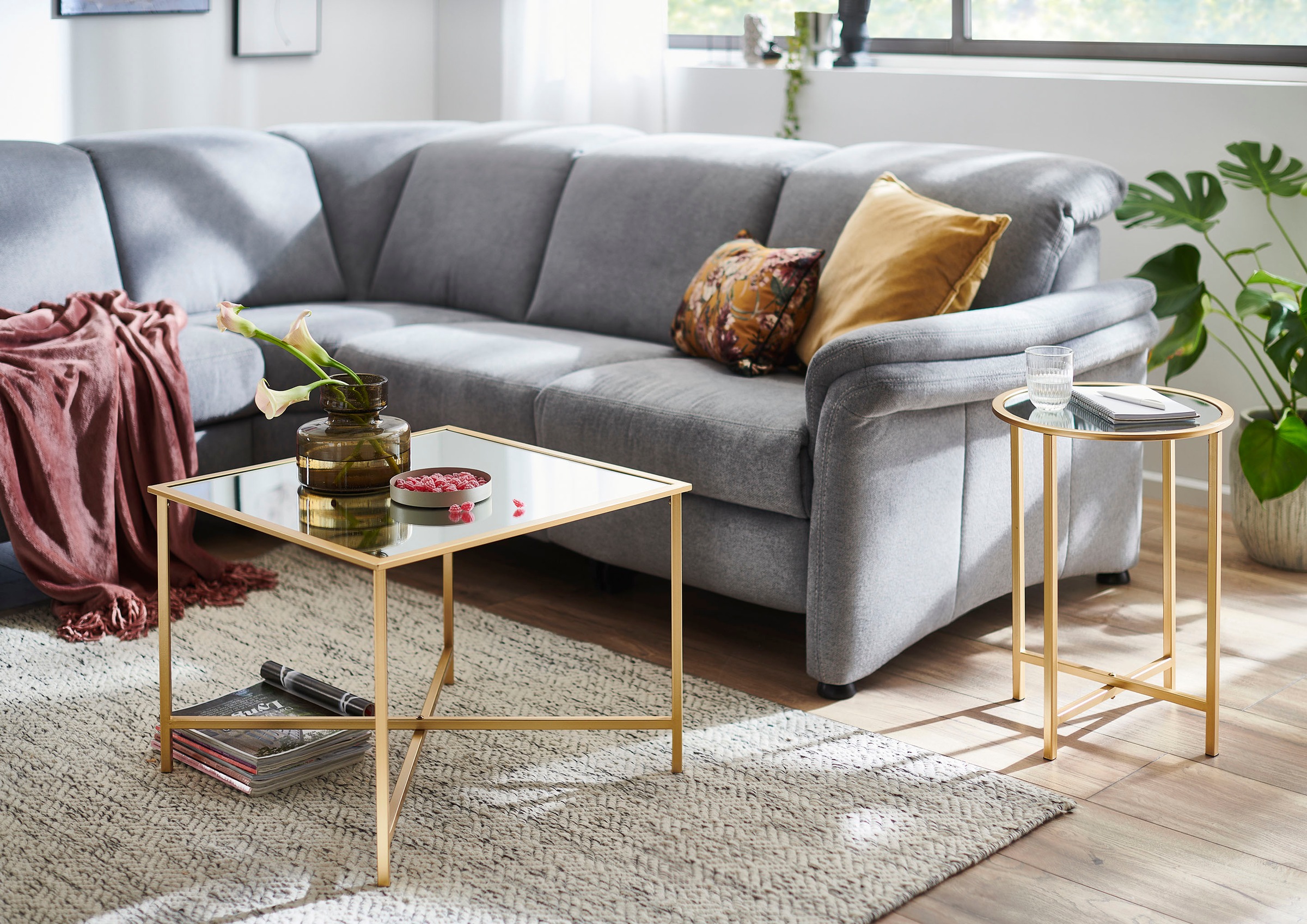 HAKU Beistelltisch »Sofatisch, Wohnzimmertisch« 1 Stk. tlg. rund - aus Metall Gold - Ø/H 39/53 cm