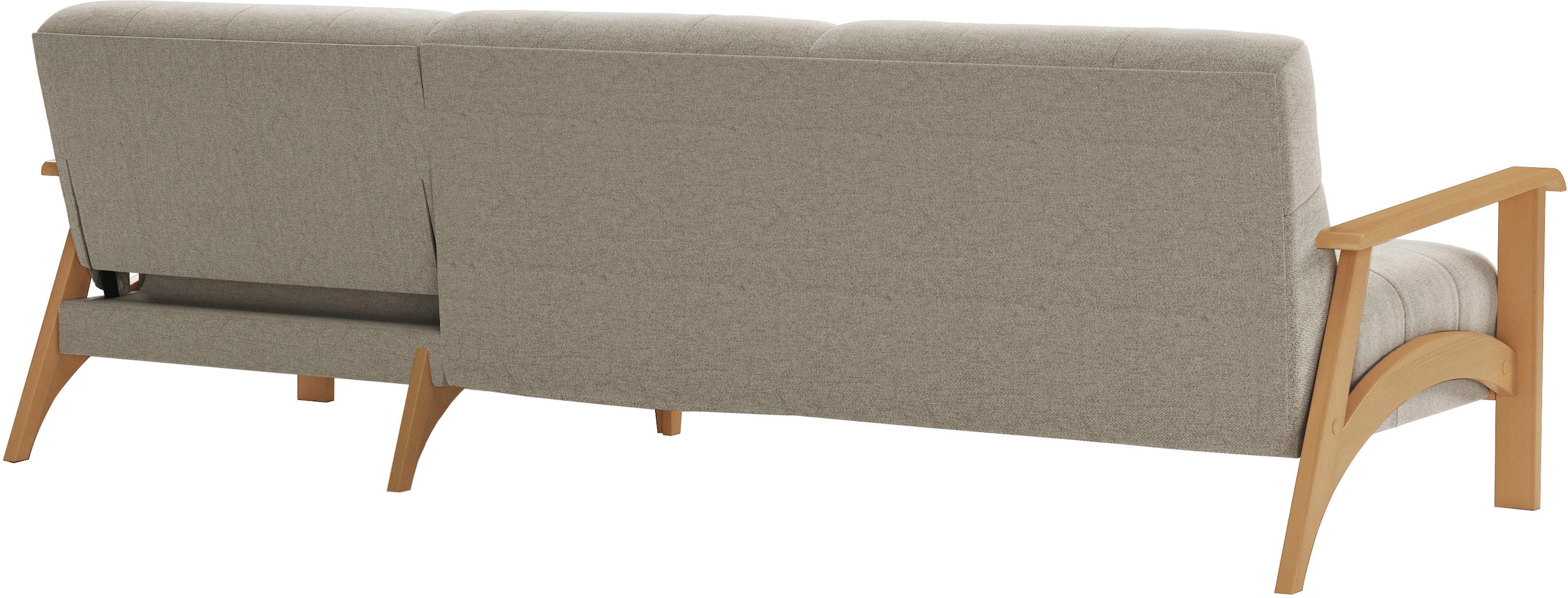 sit&more Ecksofa »Billund L-Form«, Armlehnen aus eichefarbigem Buchenholz, verschiedene Bezüge und Farben