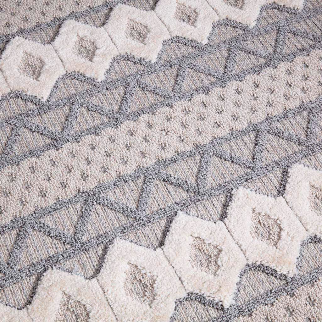 Carpet City Hochflor-Teppich »Valencia 728«, rechteckig, 20 mm Höhe, Läufer, Boho-Stil, 3D-Effekt, Relief, Hoch-Tief-Struktur, mit Fransen