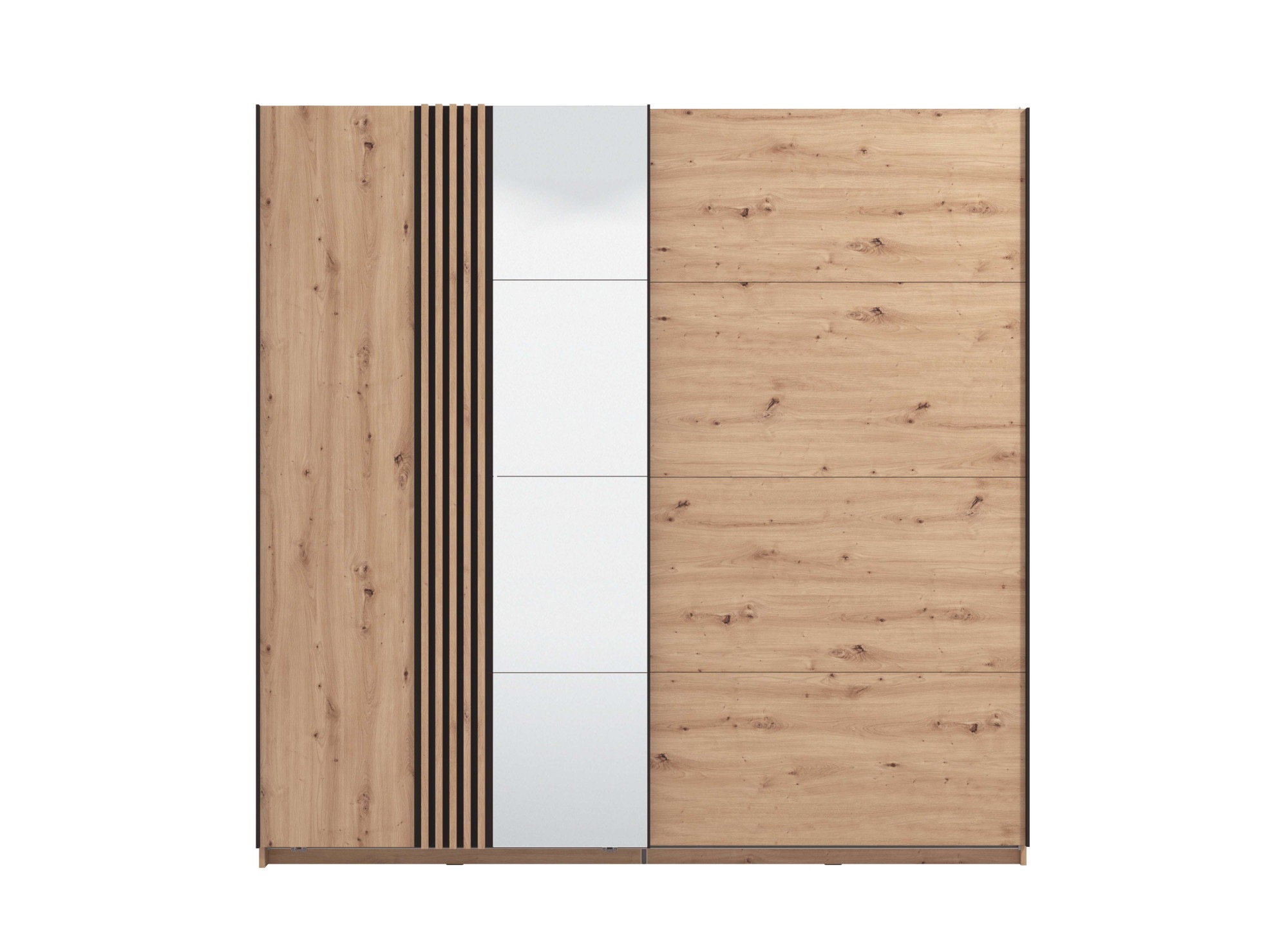 INOSIGN Schwebetürenschrank »Ascalon, mit Spiegel und Lamellen 3D, FSC-zertifiziert, Made in Europe«, 220x61x217,5cm, 3 verschiedene Innenaussattungen-individuell wählbar