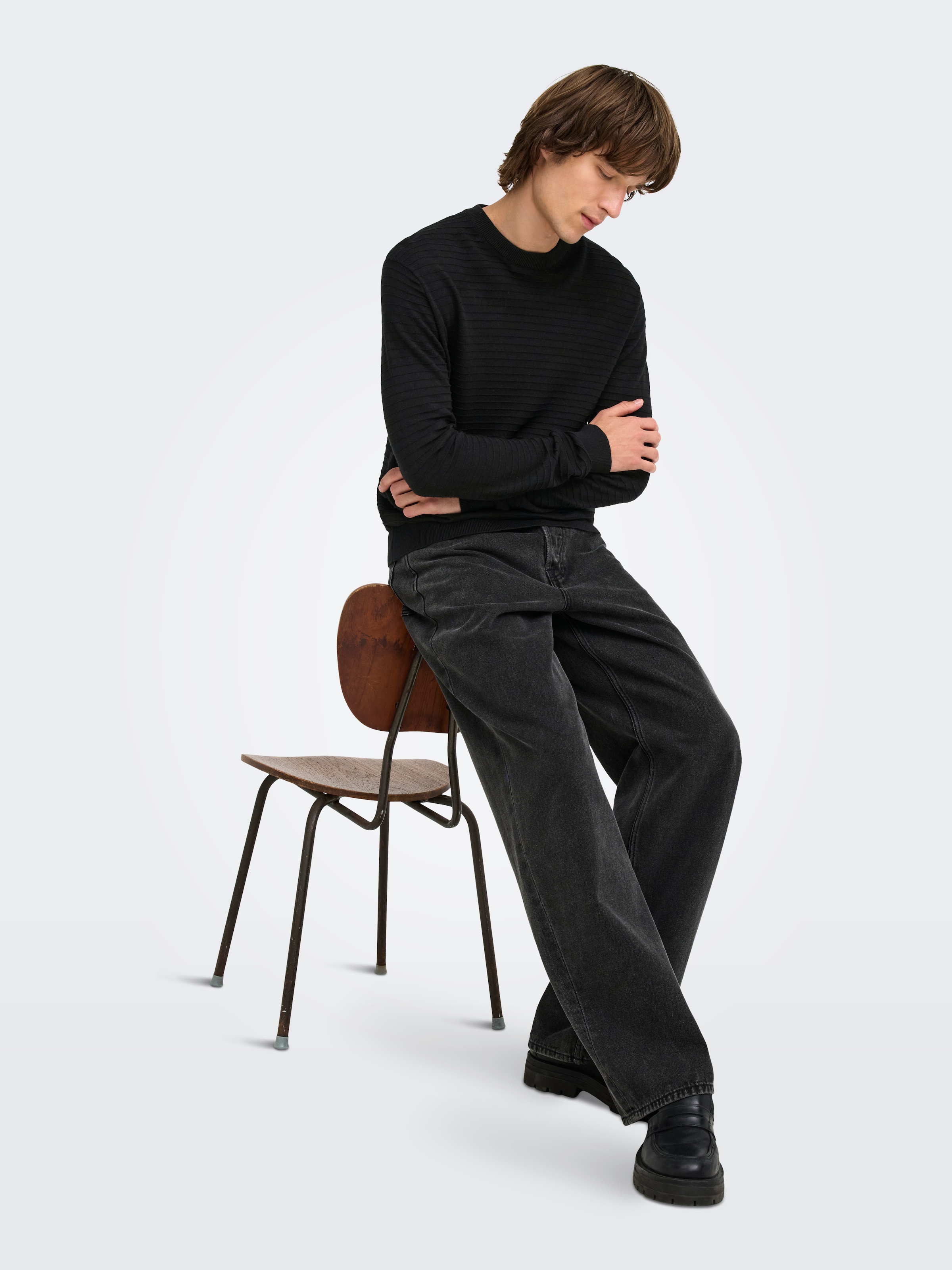 ONLY & SONS Rundhalspullover »ONSSTORM LS CREW KNIT OTL« Baumwolle, regular fit