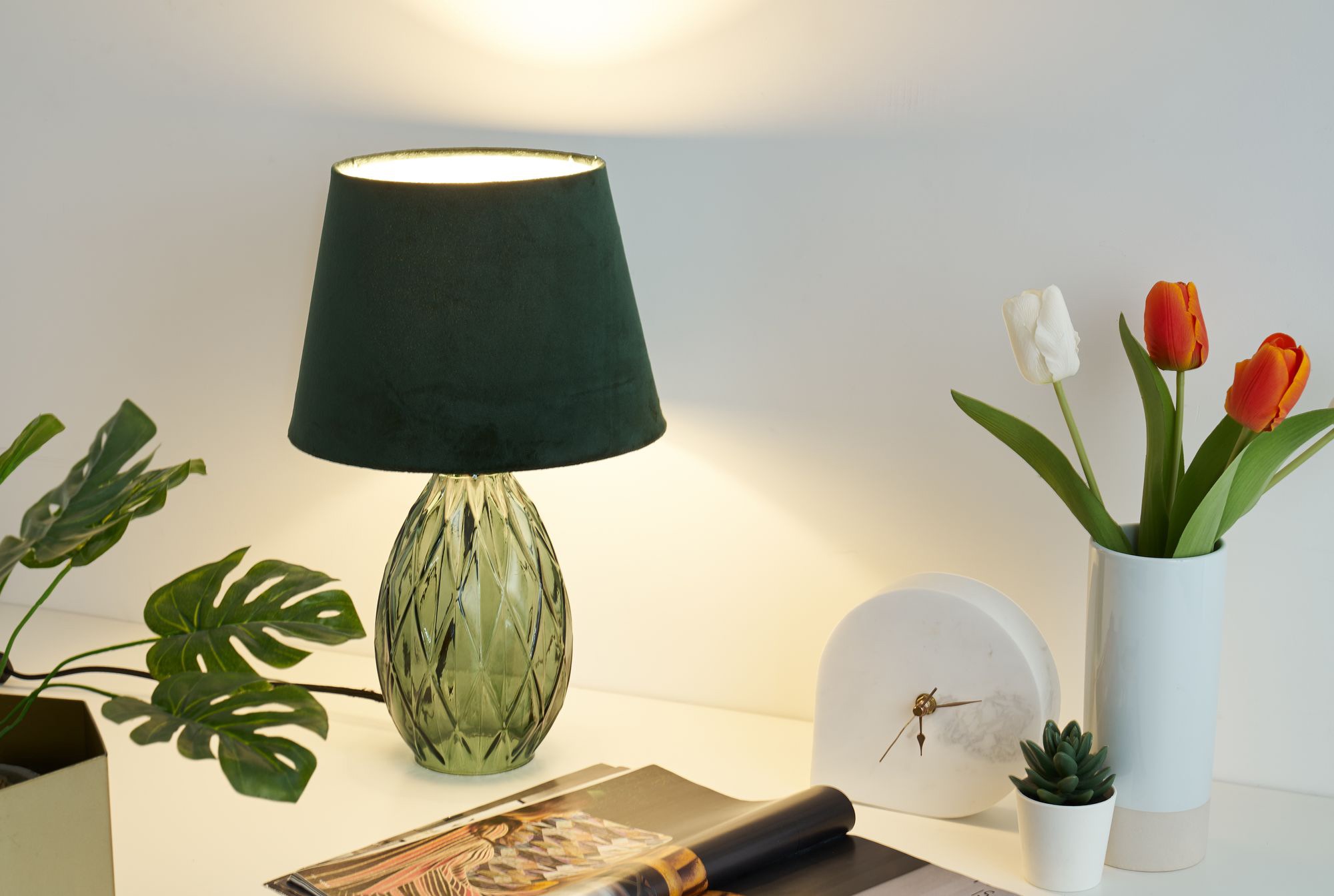 Pauleen Tischleuchte »Crystal Velvet«, E14, 1 St., Grün, Glas, Samt