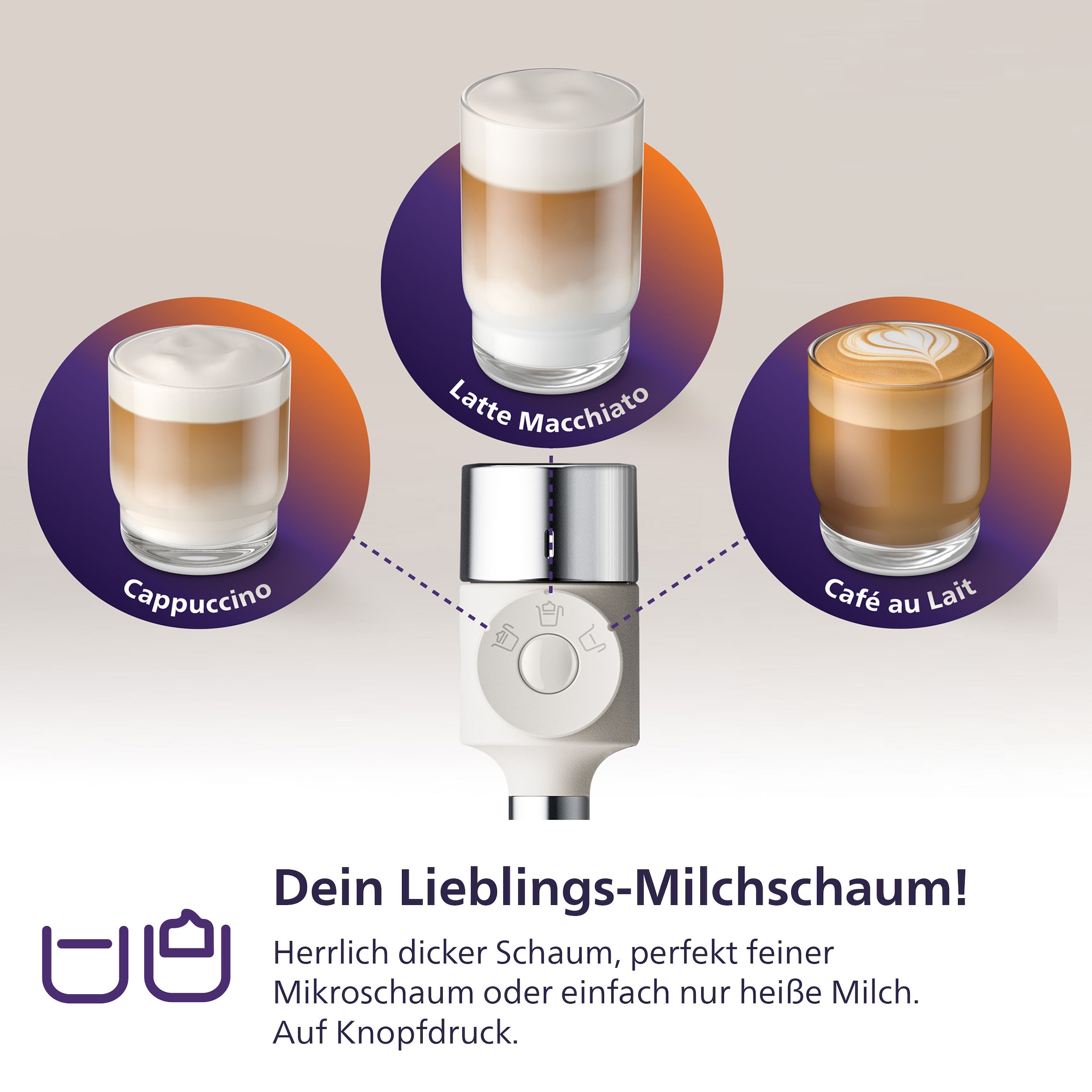 PHILIPS baristina Espressomaschine »Latte BAR400/00 mit Mahlwerk für ganze Bohnen und Milchschaumdüse« 3 Schaumarten, 16 bar Pumpendruck, Naturweiß/Weiß
