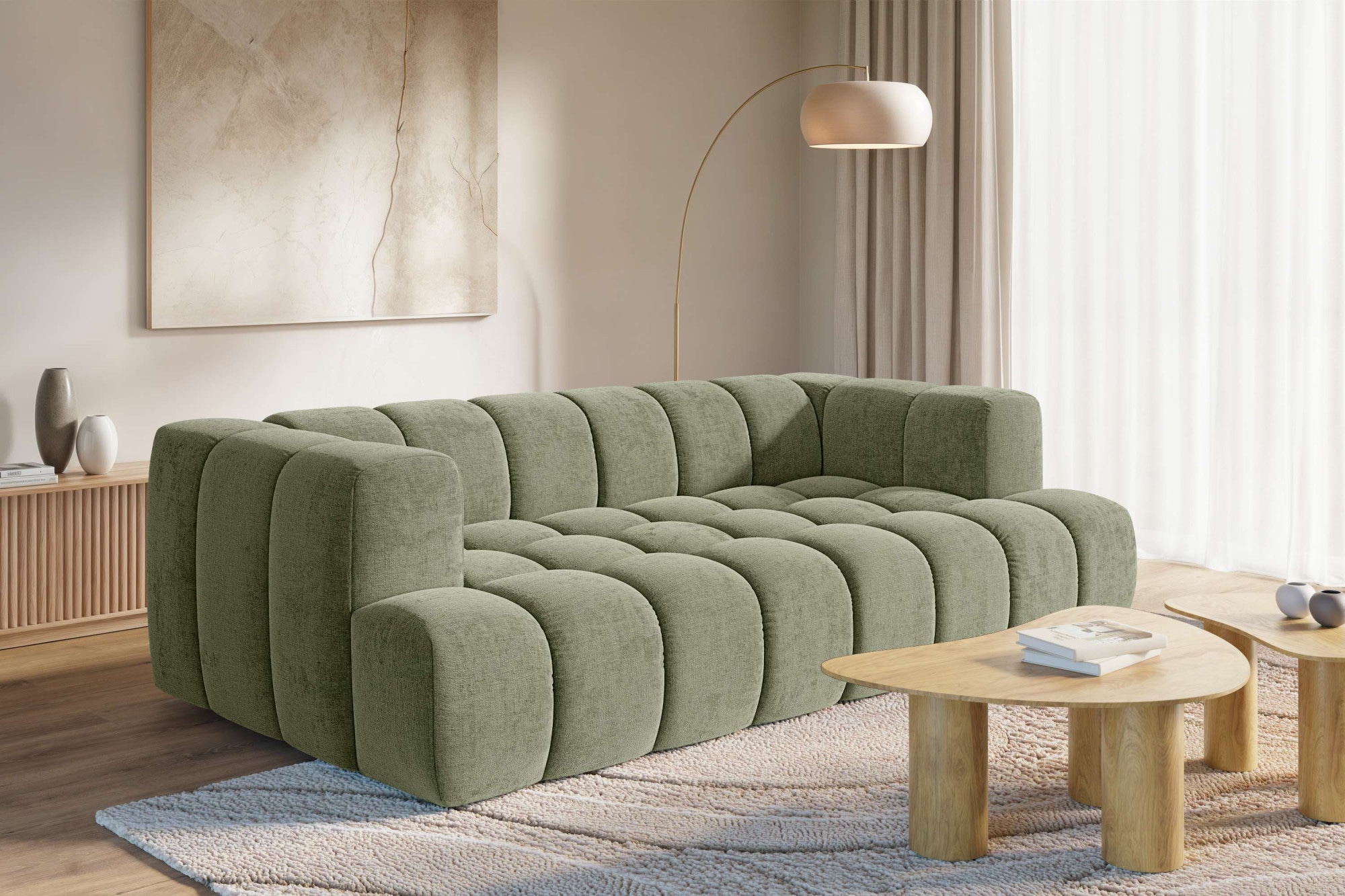 homsy by Ana Johnson Big-Sofa »XL BOUBELLE Design-Sofa extra tief, Bubble-Optik, Breite 246 cm« 4-Sitzer mit Wellenunterfederung, XL Sitztiefe 100 cm