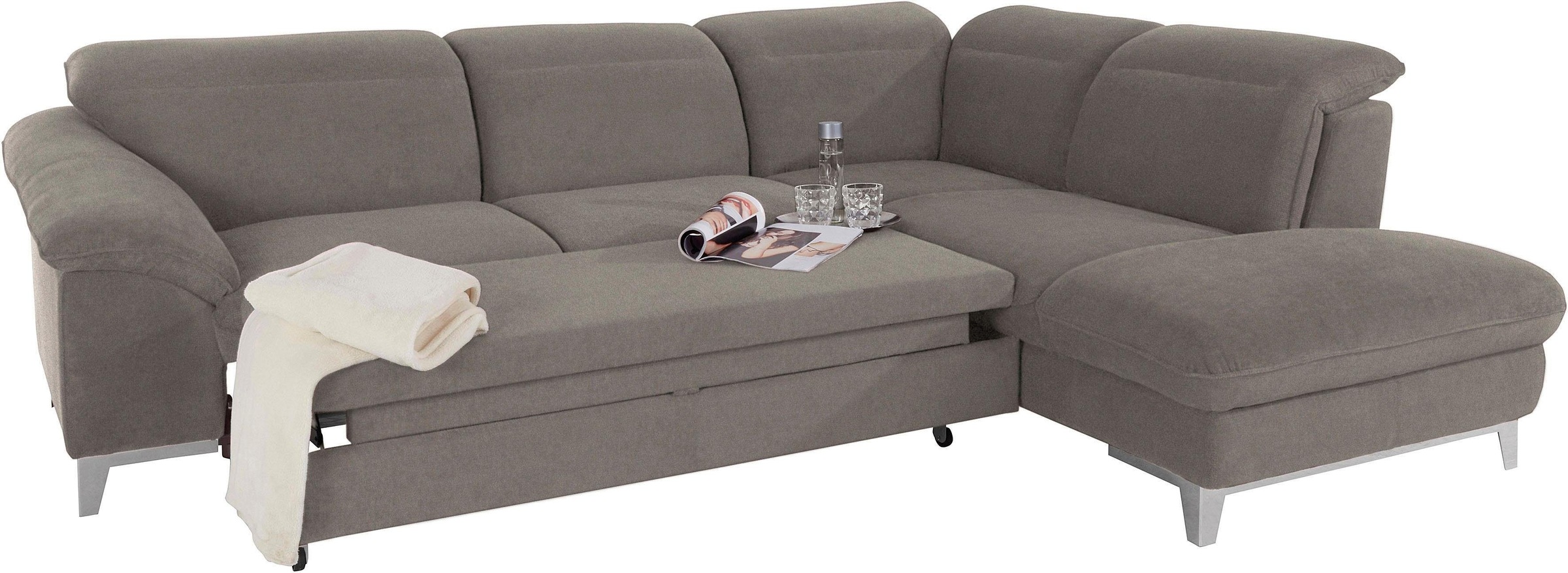 COTTA Polstergarnitur »Teresa L-Form«, (Set), Set bestehend aus: Ecksofa mit Kopfteilverstellung & Hocker
