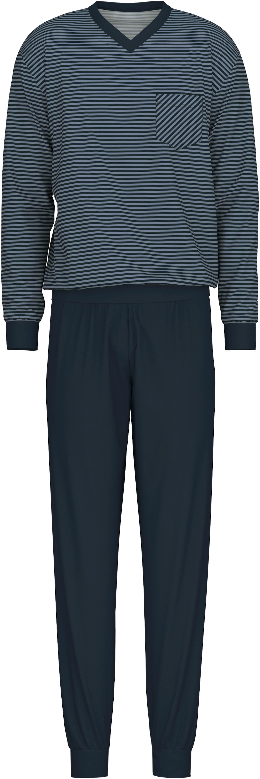 CALIDA Schlafanzug »Relax Streamline«, (2 tlg.), mit V-Neck und Bündchen