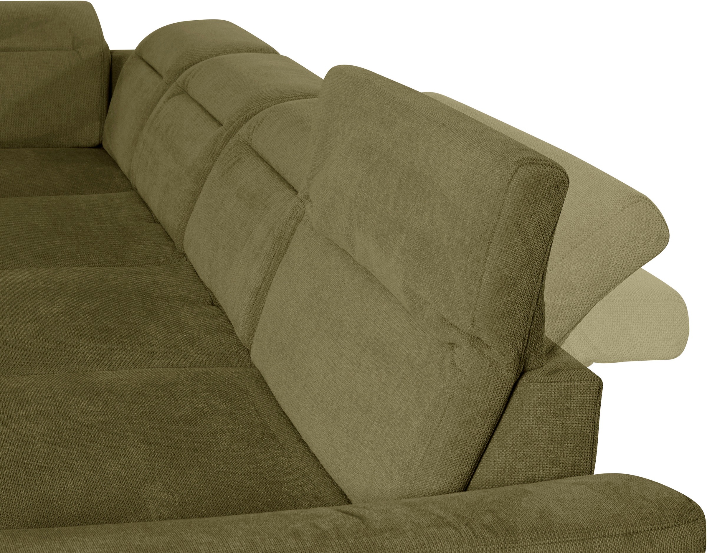 sit&more Wohnlandschaft »Percy U-Form«, 12 cm Fußhöhe, Sitztiefenverstellung, wahlweise in 2 Fußfarben