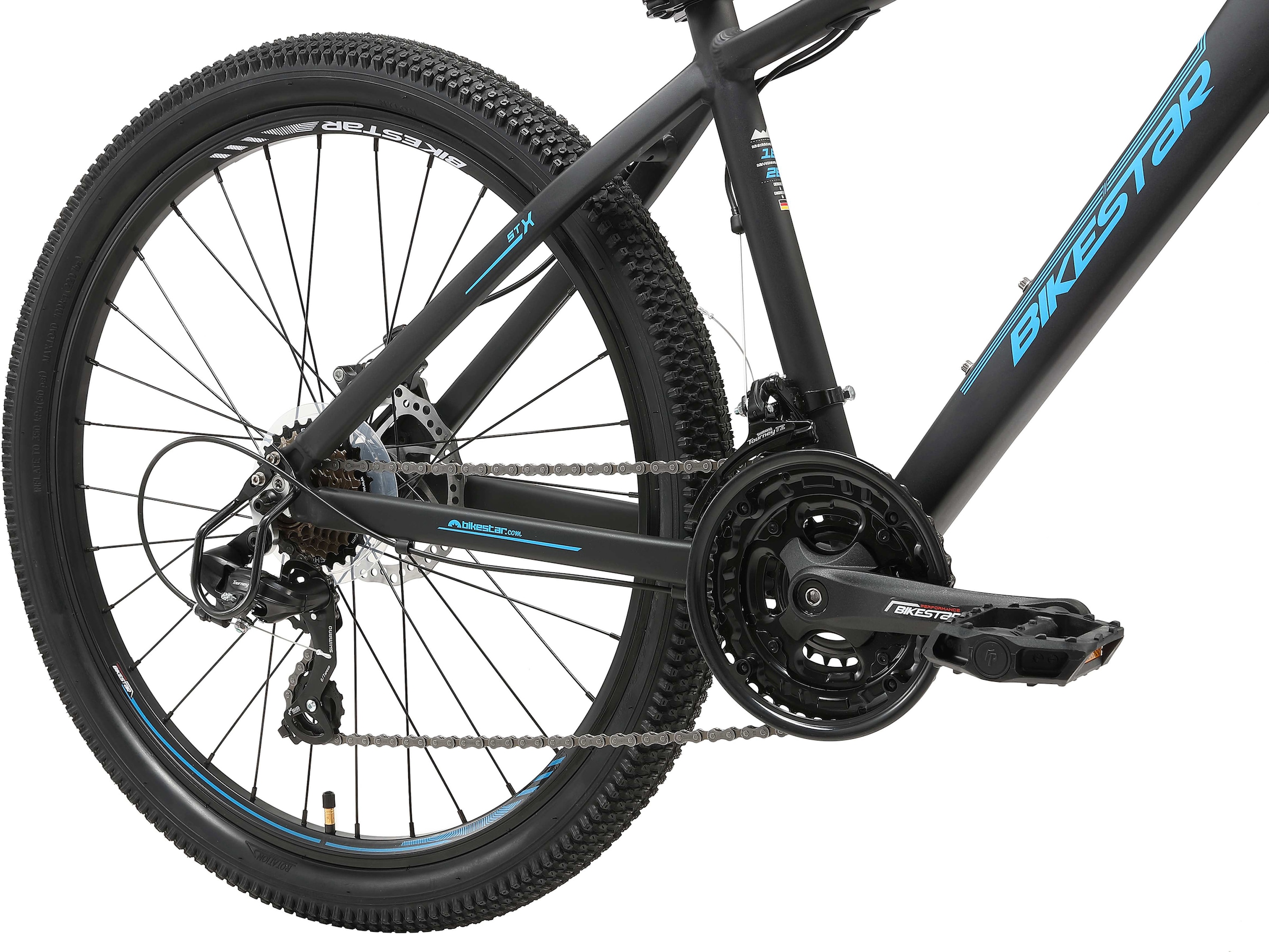 Bikestar Mountainbike, 21 Gang, Shimano, RD-TY300 Schaltwerk, Kettenschaltung, für Damen und Herren, Kettenschaltung
