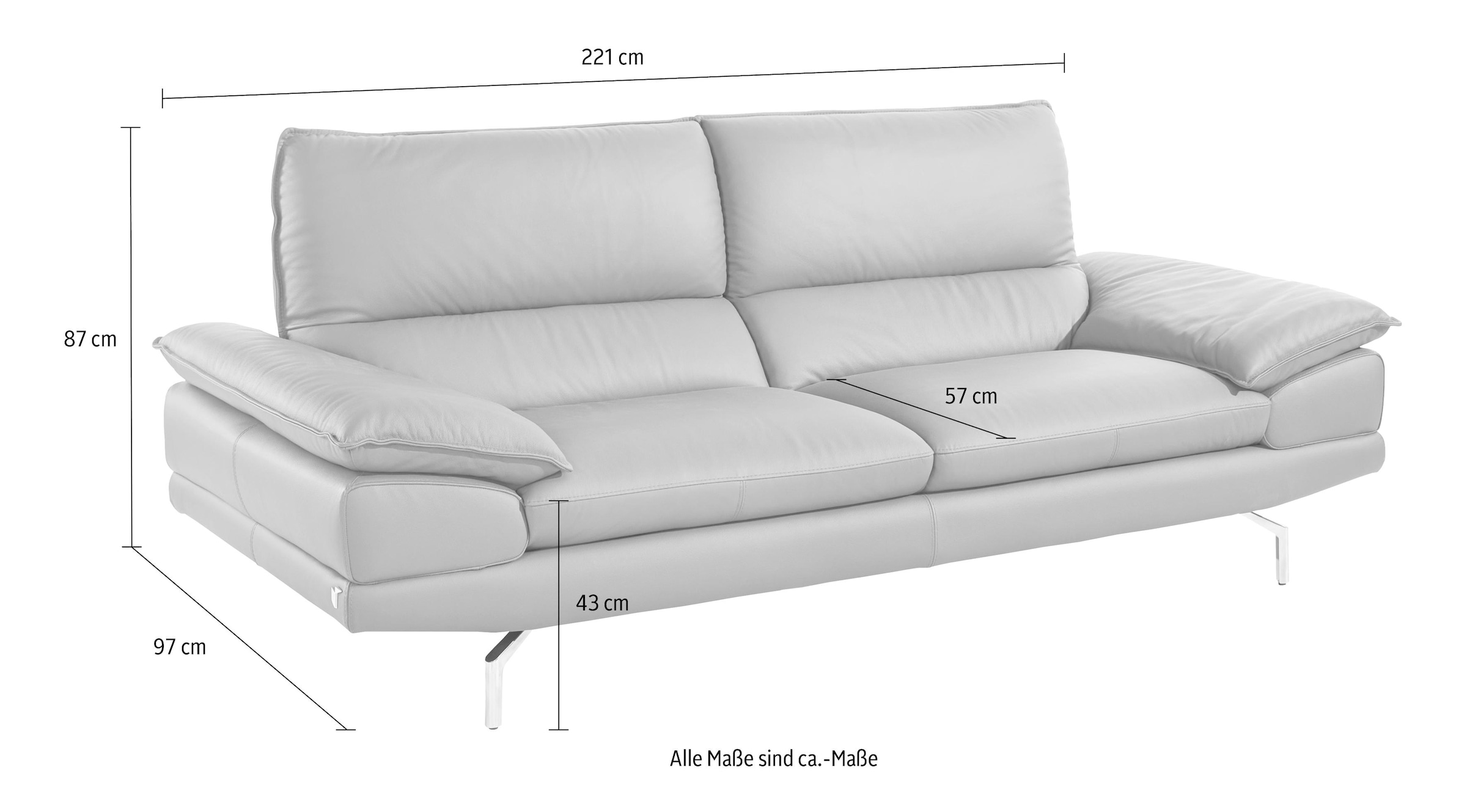 CALIA ITALIA 3-Sitzer »Dave, italienisches Designsofa, mit erstklassigem Sitzkomfort«, in zwei Lederqualitäten und toller Detailverarbeitung
