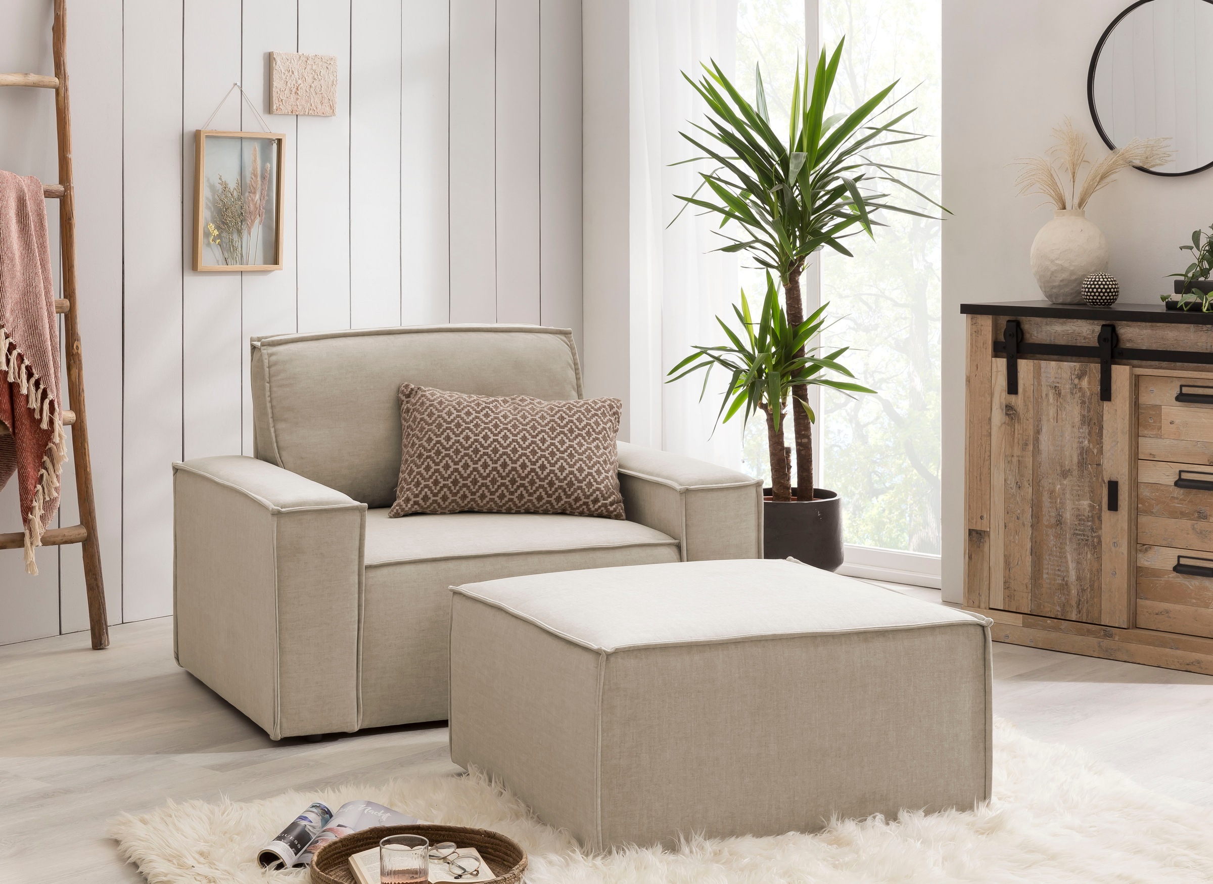 Home affaire Sessel »SHERWOOD«, Loveseat und Hocker im Set, passend zur Polster-Serie SHERWOOD