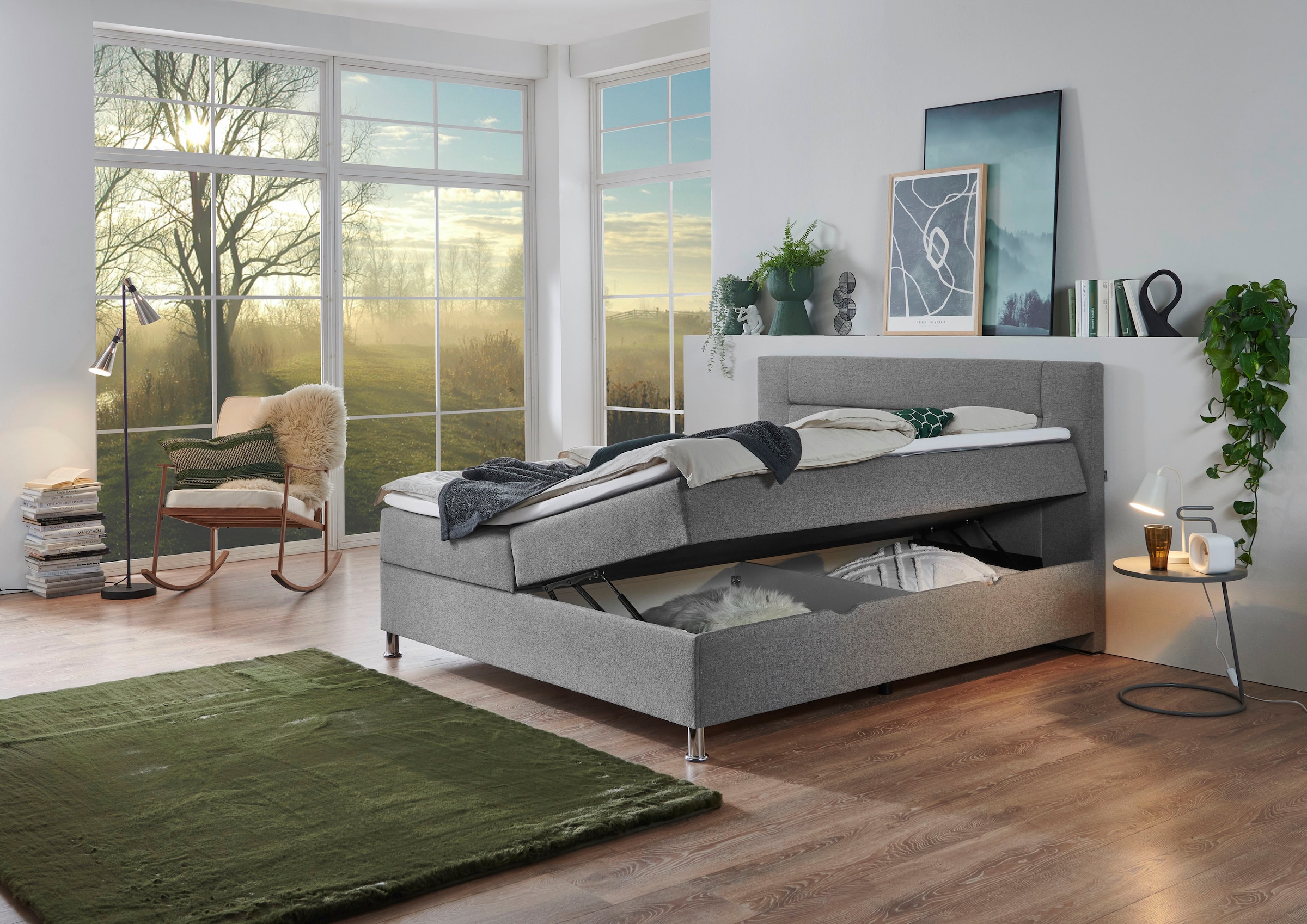 INOSIGN Boxbett »Escalon mit Bettkasten, inkl. Topper«, erhältlich in den Breiten 120x200cm und 180x200cm