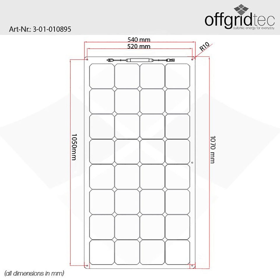 offgridtec Solarmodul »ETFE SPR-F-100 V2 120W Solarmodul flexibel«, hervorragender Schutz durch EFTE High-Tec Kunststoff