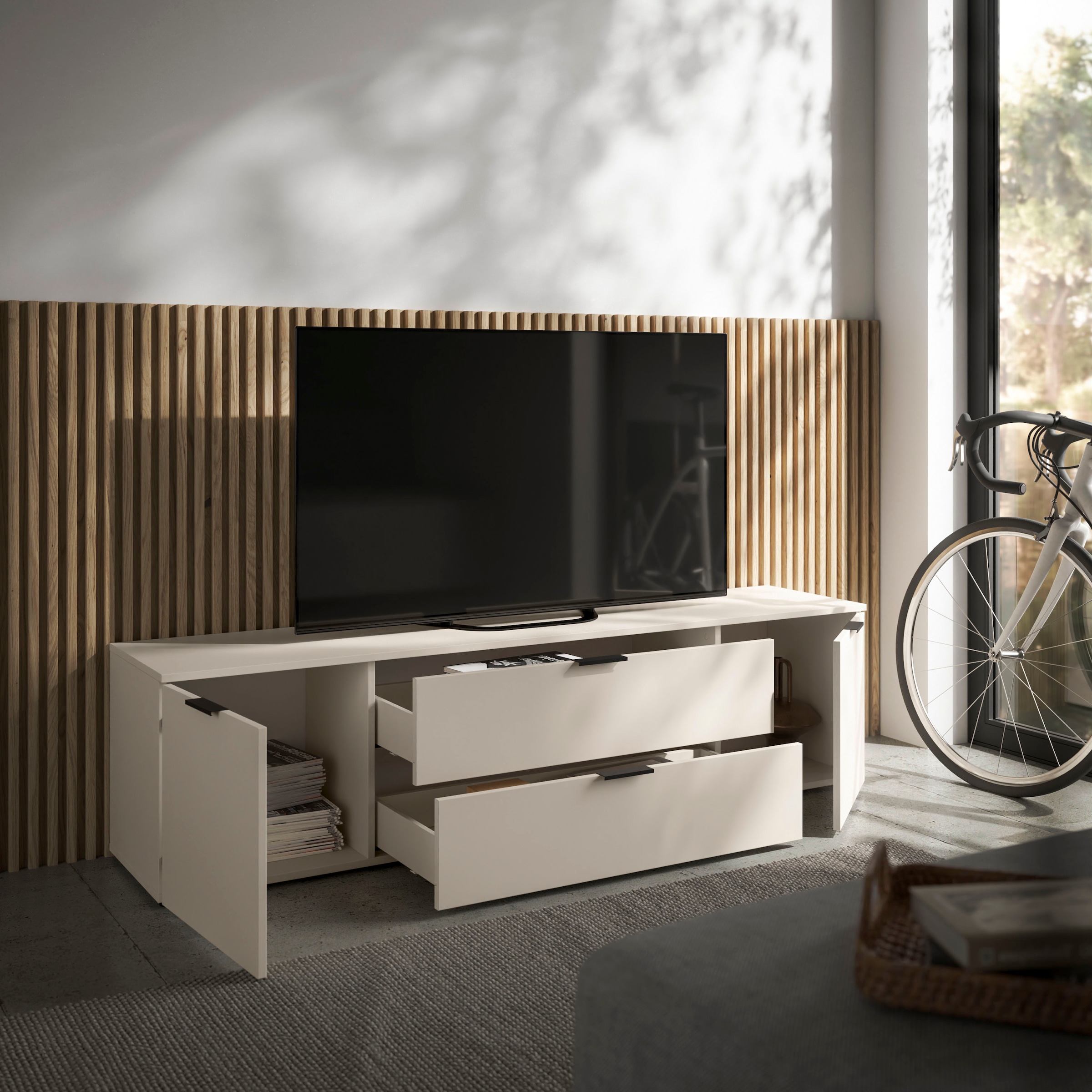 HBZ Lowboard »Linz TV-Unterschrank, BxHxT 180x47x40cm«, (1 St.), Breite 180cm,Lip-Griff, Melaminbeschichtung
