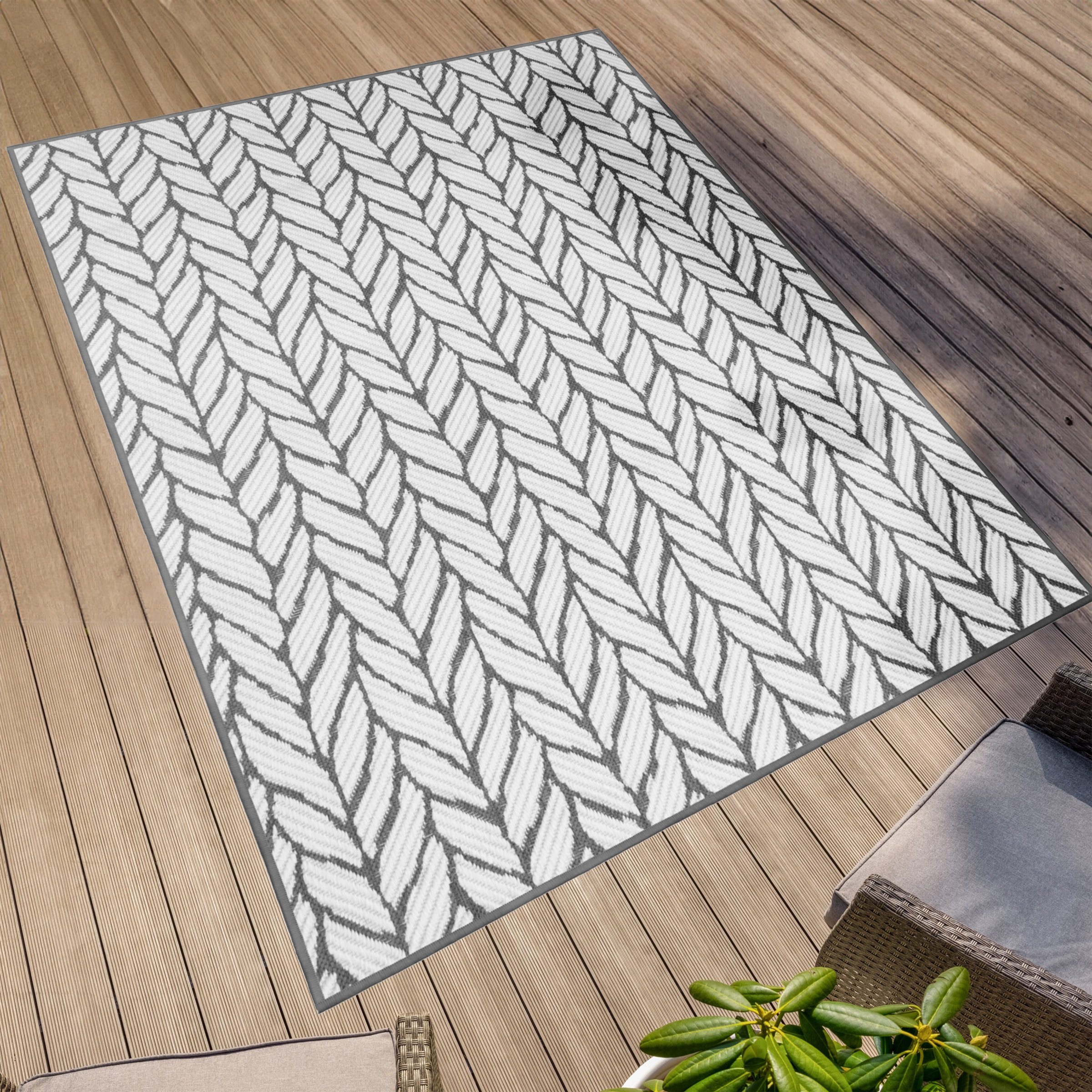 Primaflor-Ideen in Textil Teppich »Outdoorteppich REVERSO - Knitted Joy«, rechteckig, 5 mm Höhe, Wendeteppich, Zopfmuster, In- und Outdoor geeignet, wasserfest