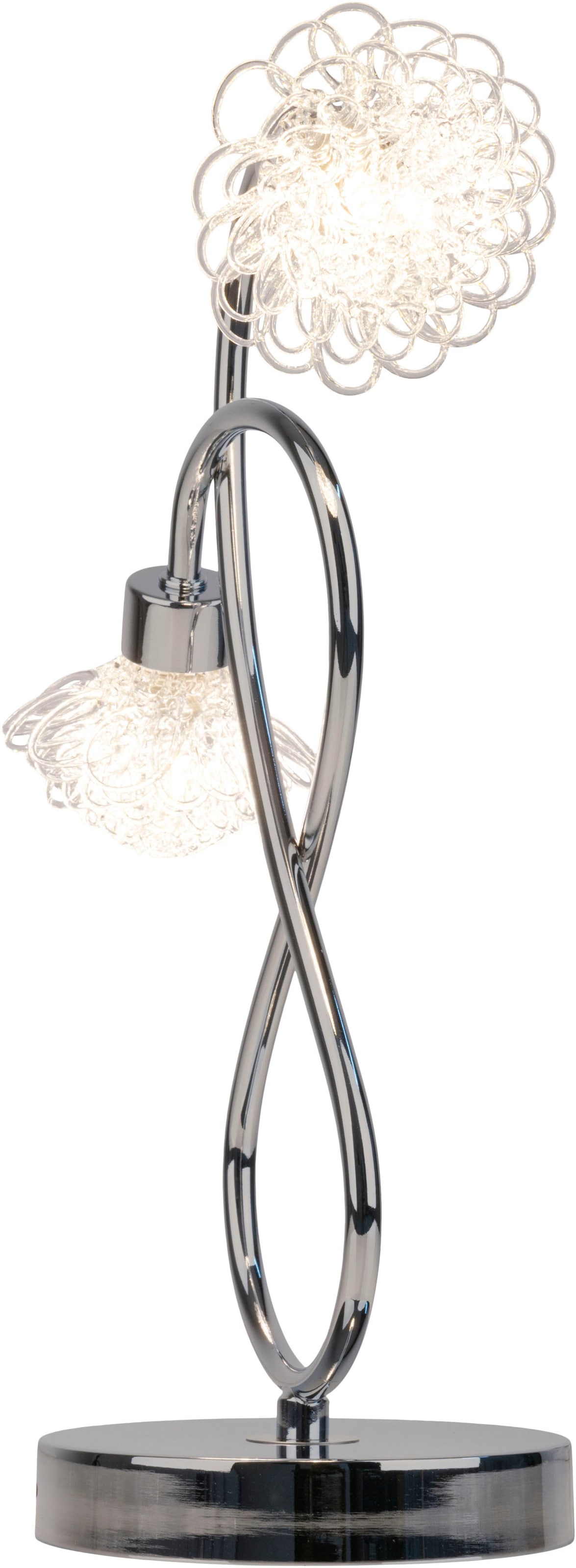 näve LED Tischleuchte »Flower«, 2 flammig, Leuchtmittel G9 | LED wechselbar, klare blütenförmige Schirme, 2flg., G9 LED Leuchtmittel, chromfarben