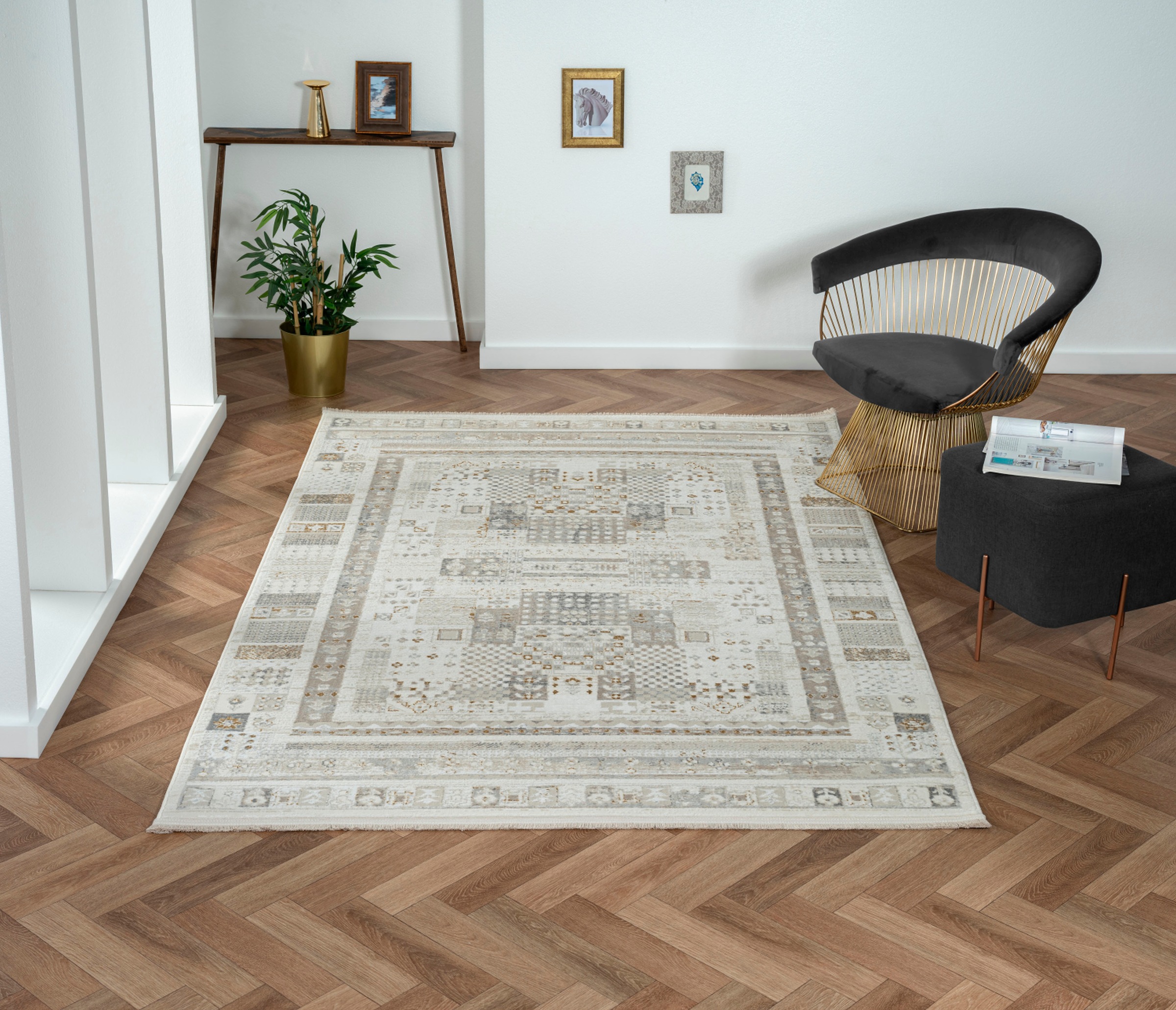 Myflair Möbel & Accessoires Teppich »My Kashkuly«, rechteckig, 10 mm Höhe, Kurzflor, Retro-Style, besonders weich durch Microfaser, mit Fransen