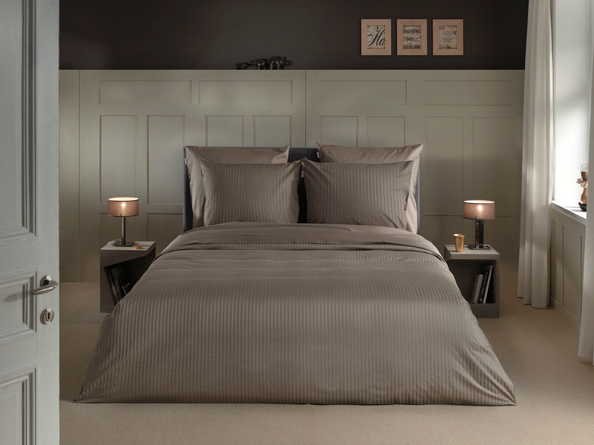 Heckett & Lane Bettwäsche »Banda« 2 tlg. hochwertiges Mako-Satin, Streifen günstig online kaufen