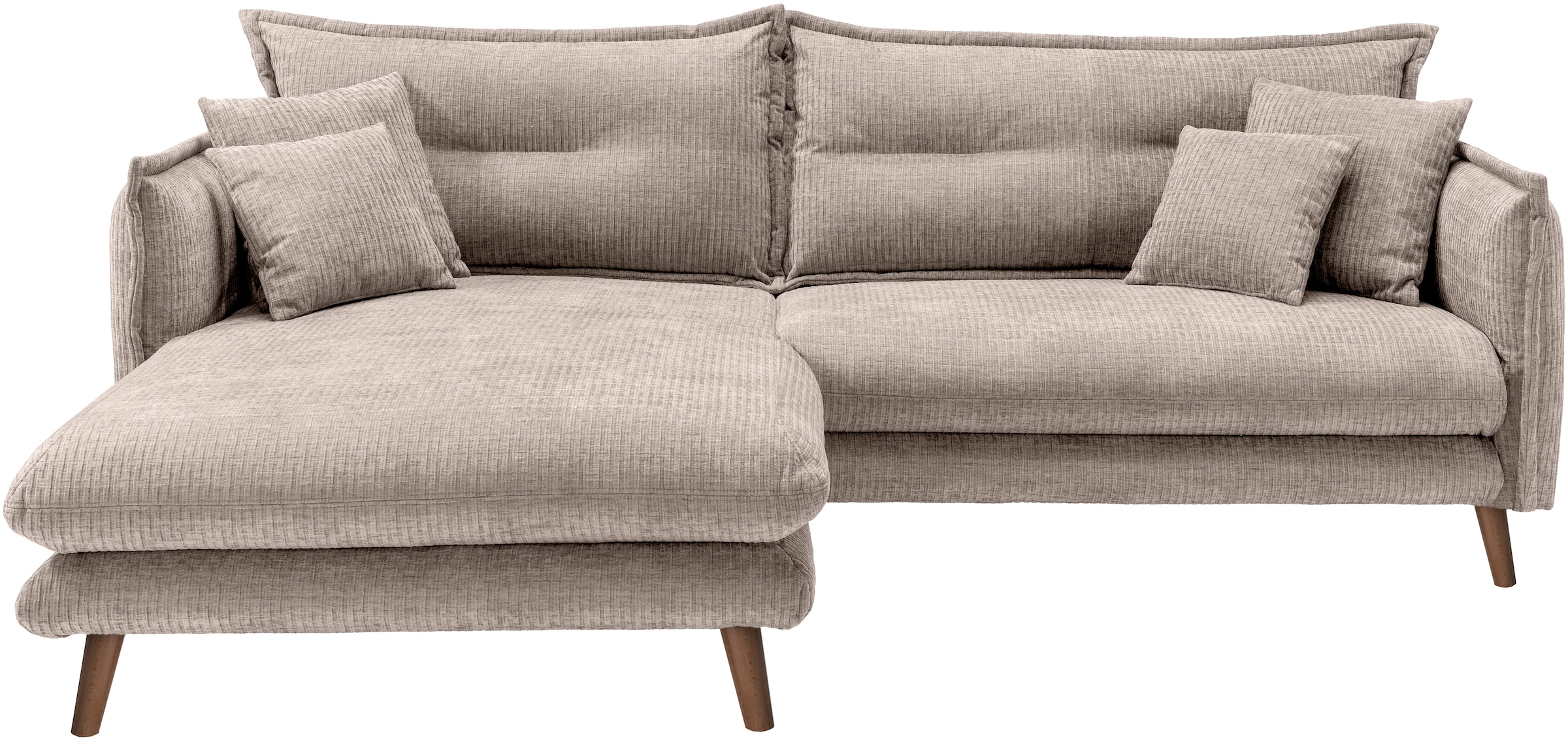 INOSIGN Ecksofa »Lazio modern und bequem, schmale Armlehnen, tolle Detailverarbeitung«, zwei verschiedene Fußfarben wählbar