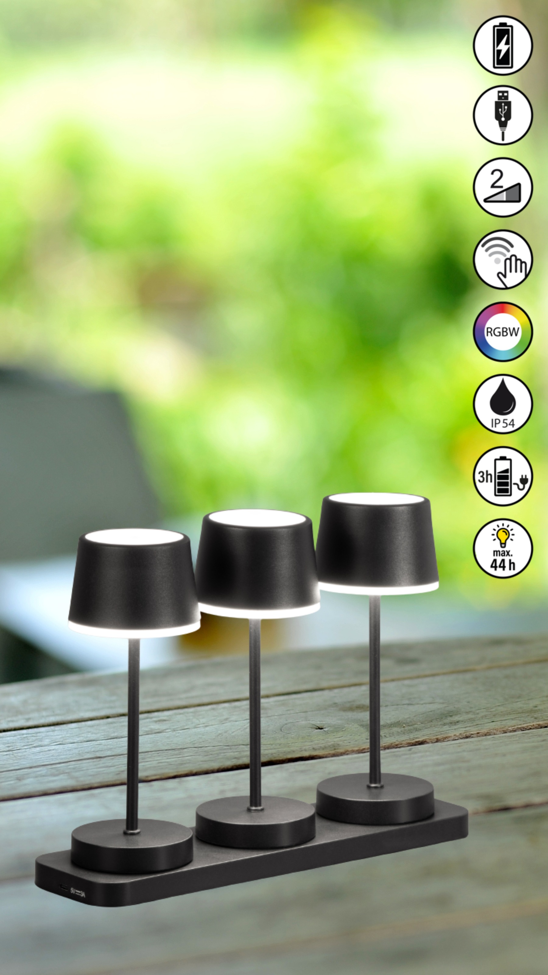 easy! BY FHL LED Tischleuchte »Gardo«, 3 flammig, Leuchtmittel LED-Modul | LED fest integriert, lange Leuchtdauer