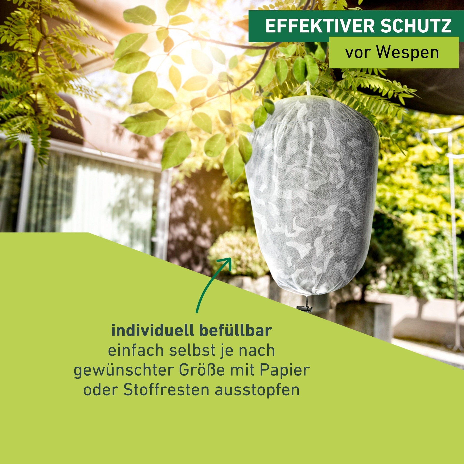 Windhager Wespennestattrappe »Wespenvertreiber aus Vliesstoff« langlebiger und beständiger Wespenschutz, individuell befüllbar, grau