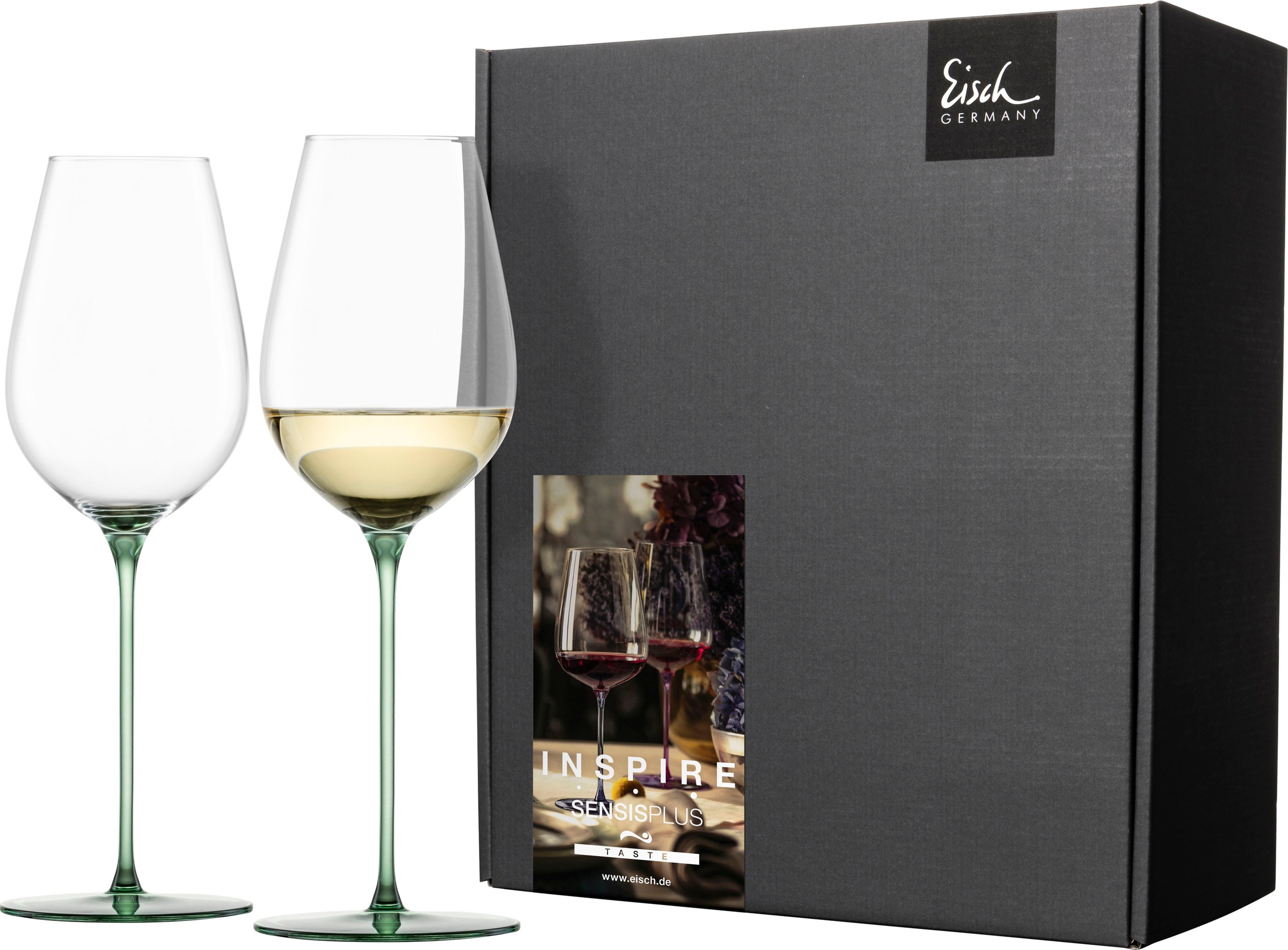 Eisch Germany Champagnerglas »INSPIRE SENSISPLUS«, (Set, 2 tlg., 2 Gläser im Geschenkkarton), die Veredelung der Stiele erfolgt in Handarbeit, 400 ml, 2-teilig