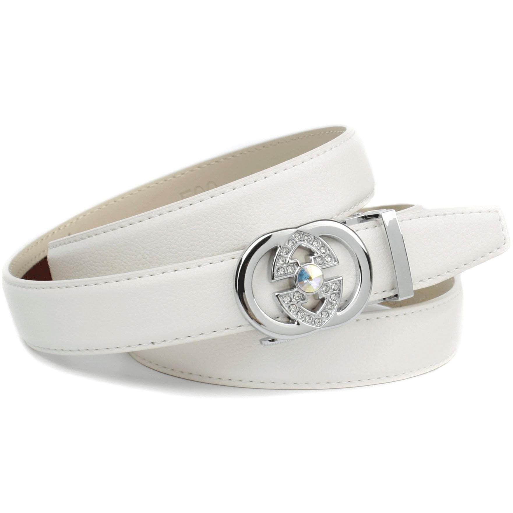 Anthoni Crown Ledergürtel, günstig mit aufwendiger weiß Schmuck-Schließe kaufen in