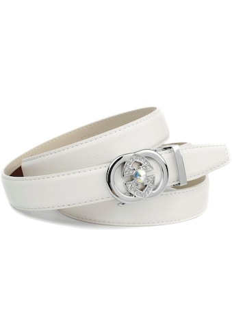 Anthoni Crown Ledergürtel, in weiß mit aufwendiger Schmuck-Schließe kaufen