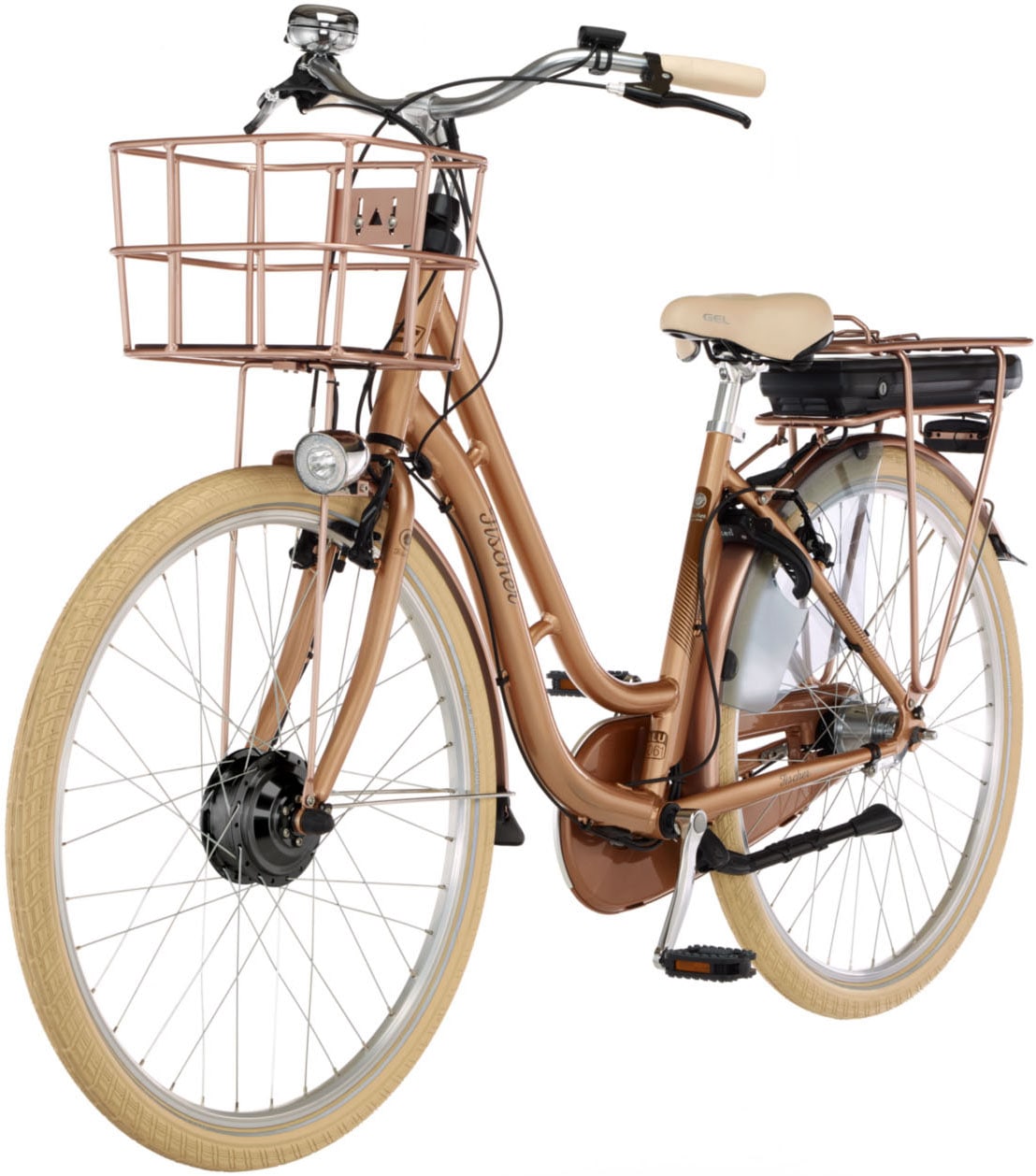 FISCHER Fahrrad E-Bike »CITA RETRO 2.2 522«, 7 Gang, Shimano, Nexus, Frontmotor 250 W, (mit Fahrradschloss), Pedelec, Elektrofahrrad für Damen u. Herren