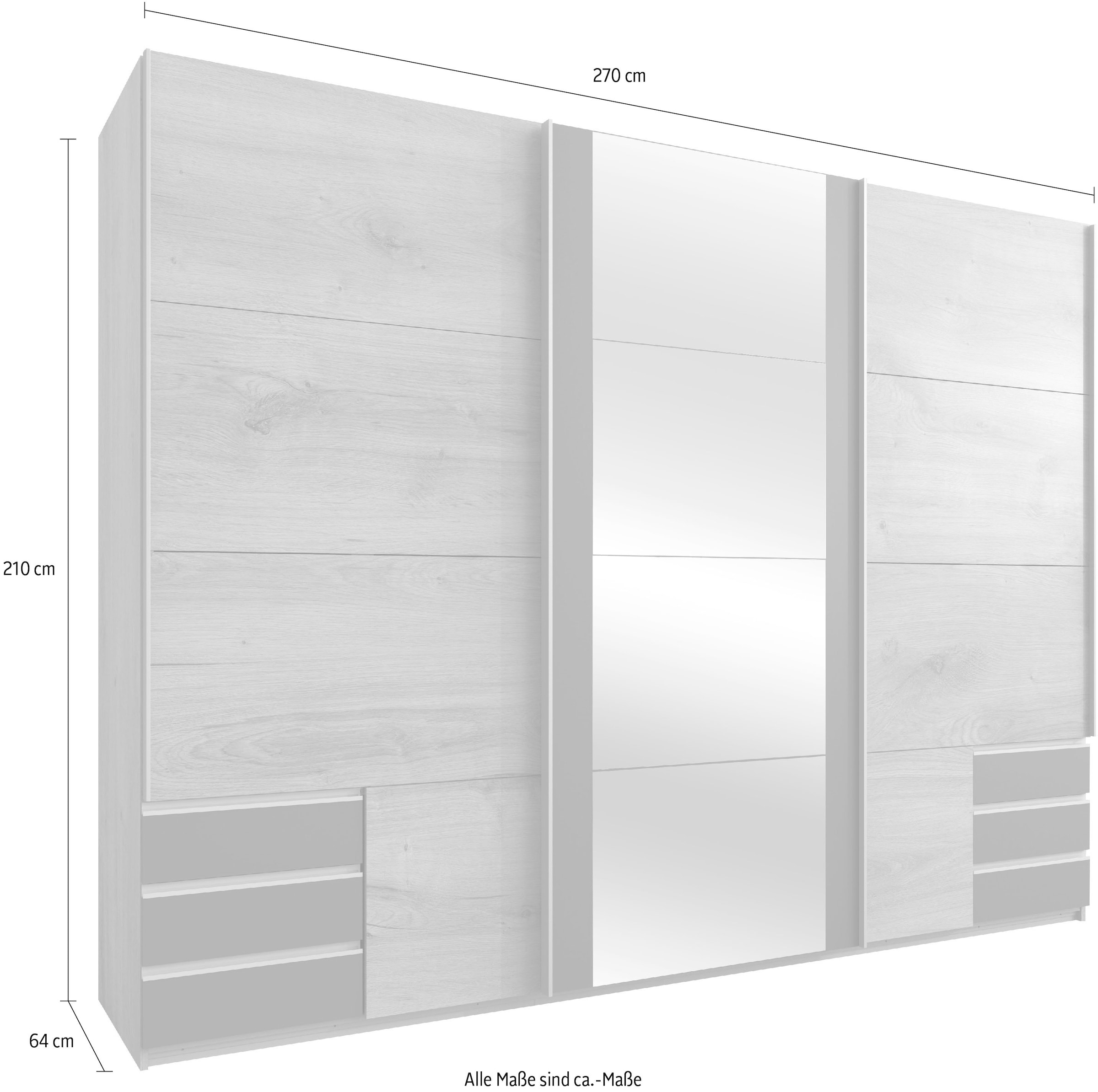 Wimex Schwebetürenschrank »Emden moderner Kleiderschrank mit Spiegel und Schubladen BESTSELLER«, Schlafzimmer Schrank Garderobenschrank mit Schwebetüren Topseller