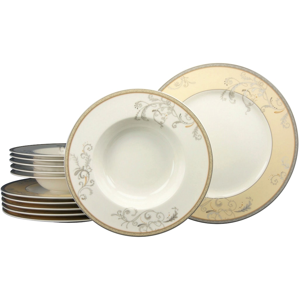 CreaTable Tafelservice »Teller Set, Geschirr-Set Villa Medici«, (Set, 12 tlg., Teller Set für 6 Personen)