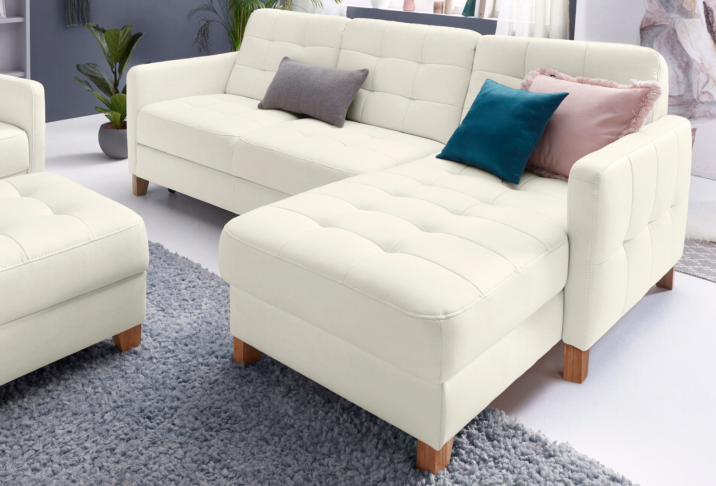 exxpo - sofa fashion Ecksofa »Elio, kompakt und komfortabel, bequem und zeitloses Design, L-Form«, wahlweise mit Bettfunktion