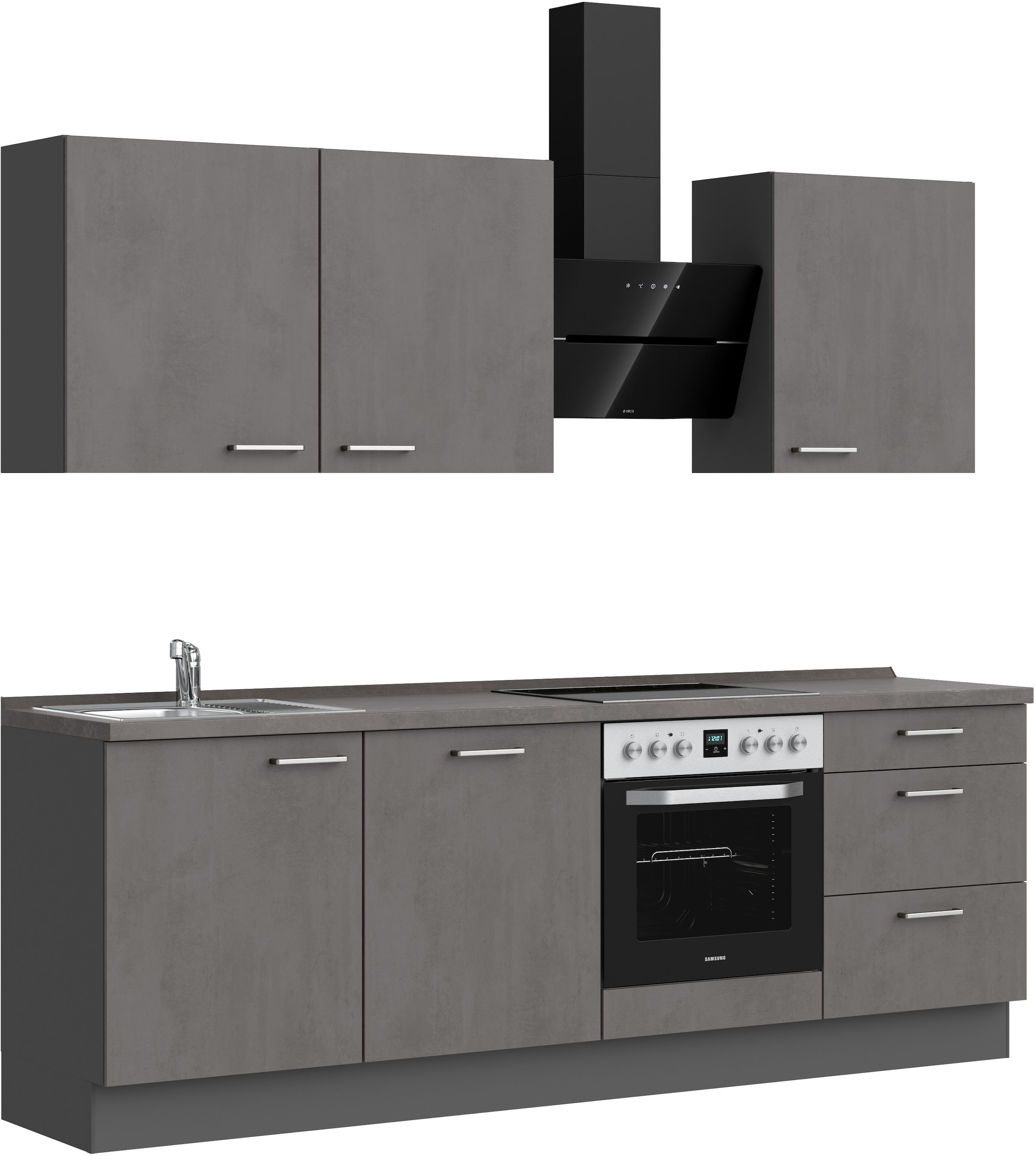 nobilia® Küchenzeile »"Riva II"«, vormontiert, Ausrichtung wählbar, Breite 240 cm, wahlw. mit E-Geräten