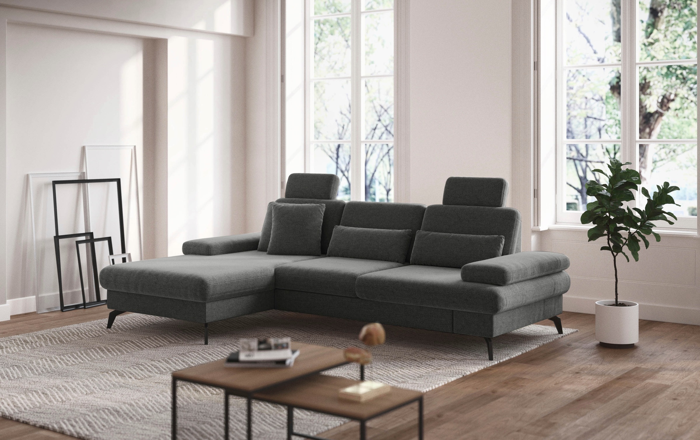 sit&more Ecksofa »Morris L-Form, inkl. Sitztiefenverstellung«, wahlweise mit Armteilverstellung, Bettfunktion & Bettkasten