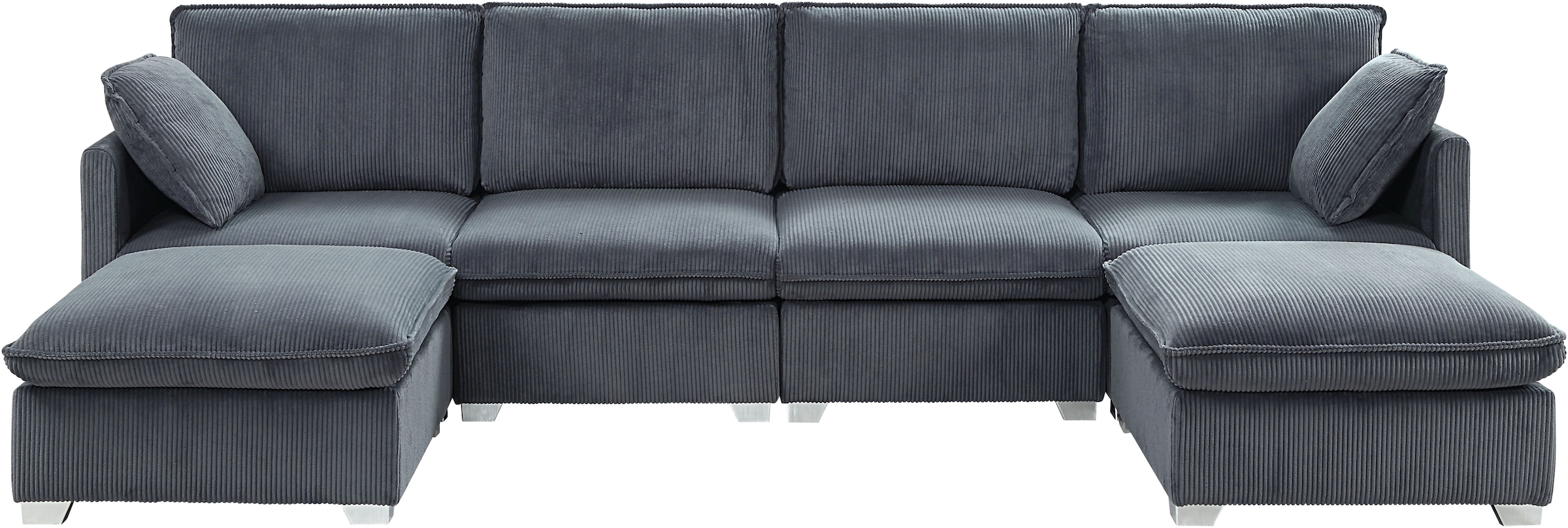 ATLANTIC home collection Wohnlandschaft, modularer 4-Sitzer mit 2 Hockern, weicher Cordbezug