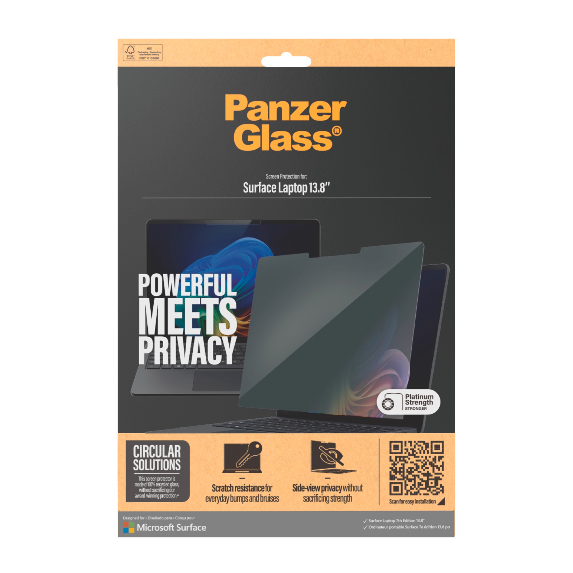 CARE by PanzerGlass Displayschutzfolie »Privacy Filter Screen Protector«, für Microsoft Laptop 13.8 7th Edition, Displayschutz, Schutzfolie, Blickschutz, kratz- & stoßfest