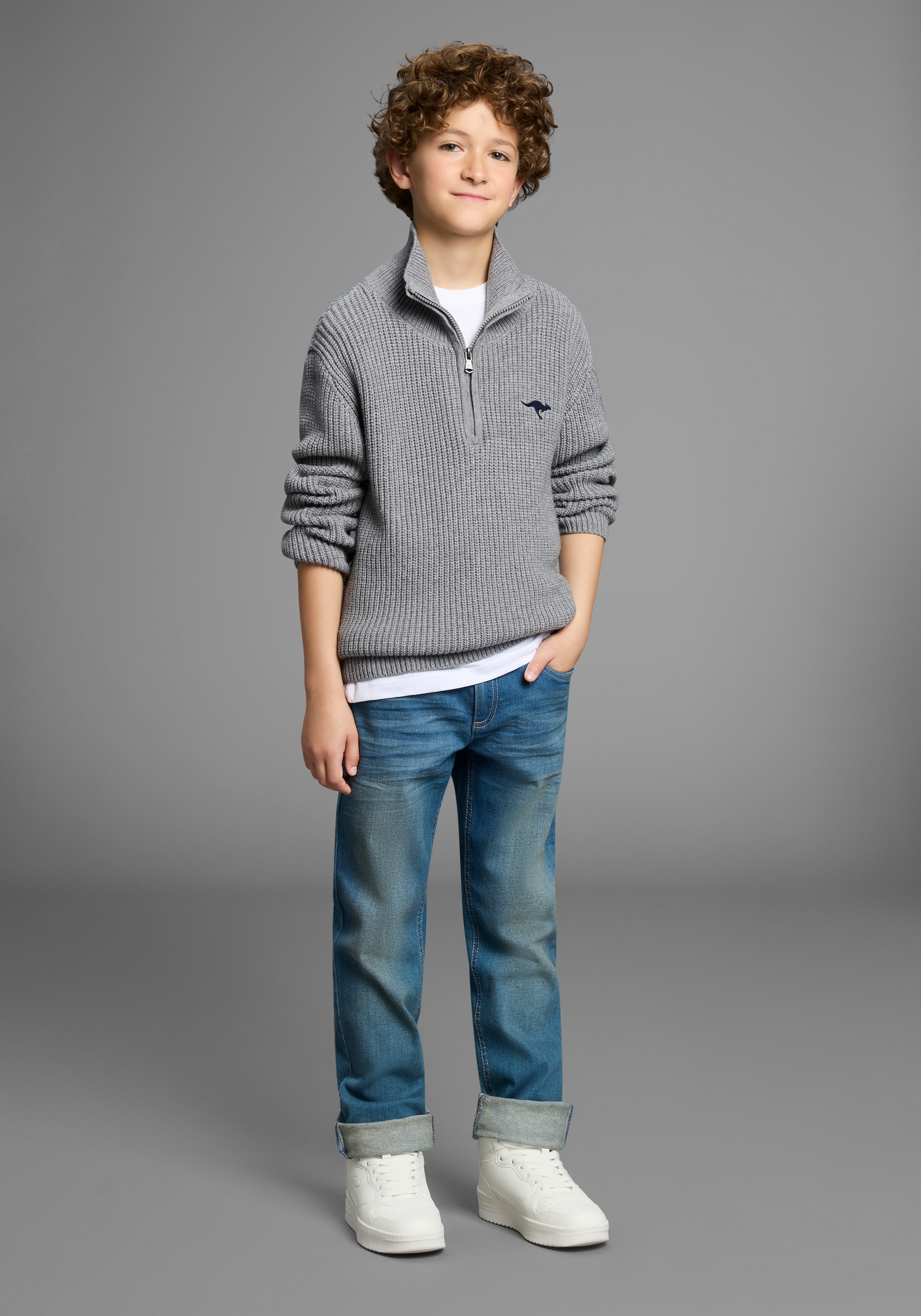 KangaROOS Strickpullover »Troyer, Pullover mit Zipper«, Troyer, warmer Pullover