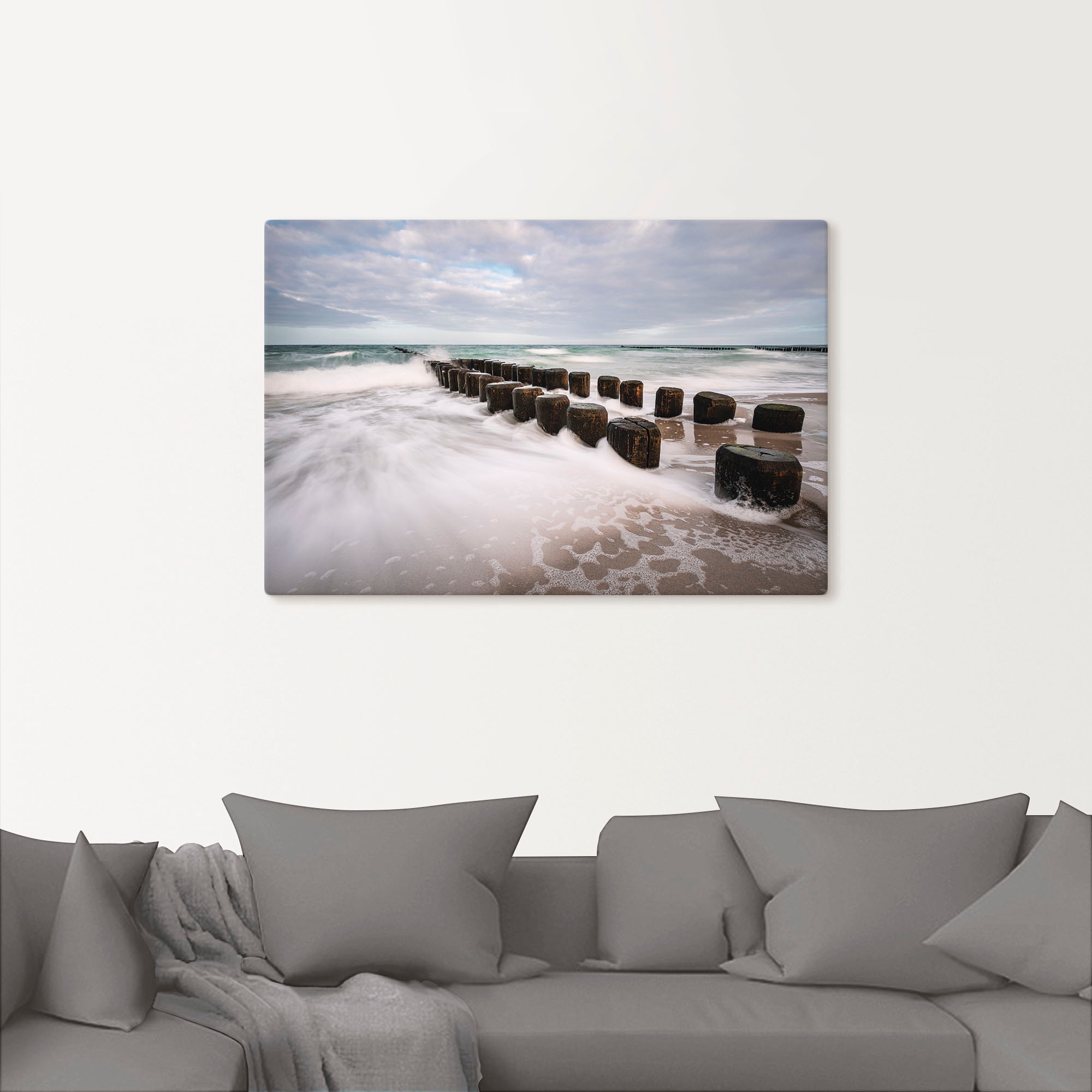 Artland Wandbild "Buhnen an Ostsee an stürmischen Tag", Küstenbilder, (1 St günstig online kaufen