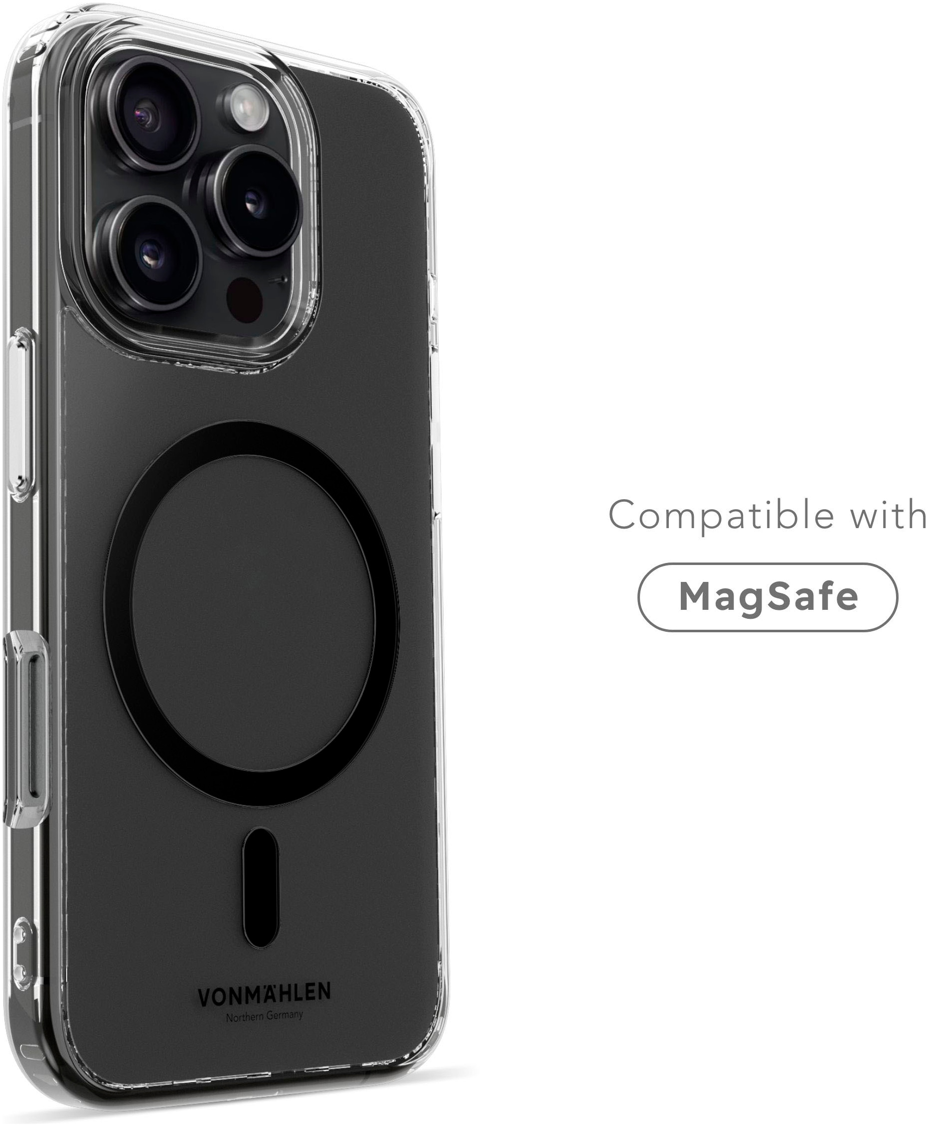 VONMÄHLEN Smartphone-Hülle »iPhone 16 Pro, Transparent Case - Schutzhülle,Black«