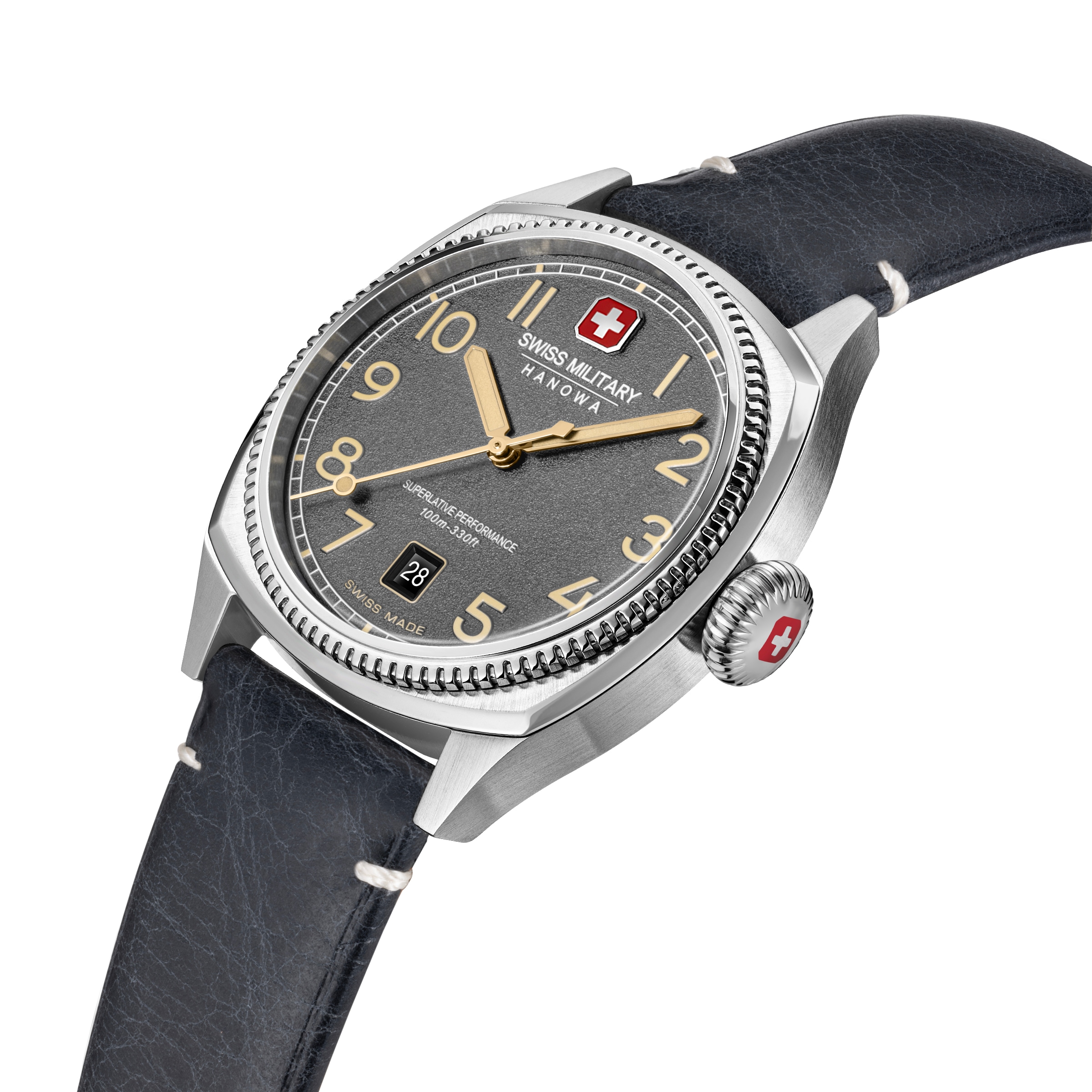 Swiss Military Hanowa Quarzuhr »Condor« Armbanduhr, Herrenuhr, Swiss Made, Lederarmband, analog, Tag