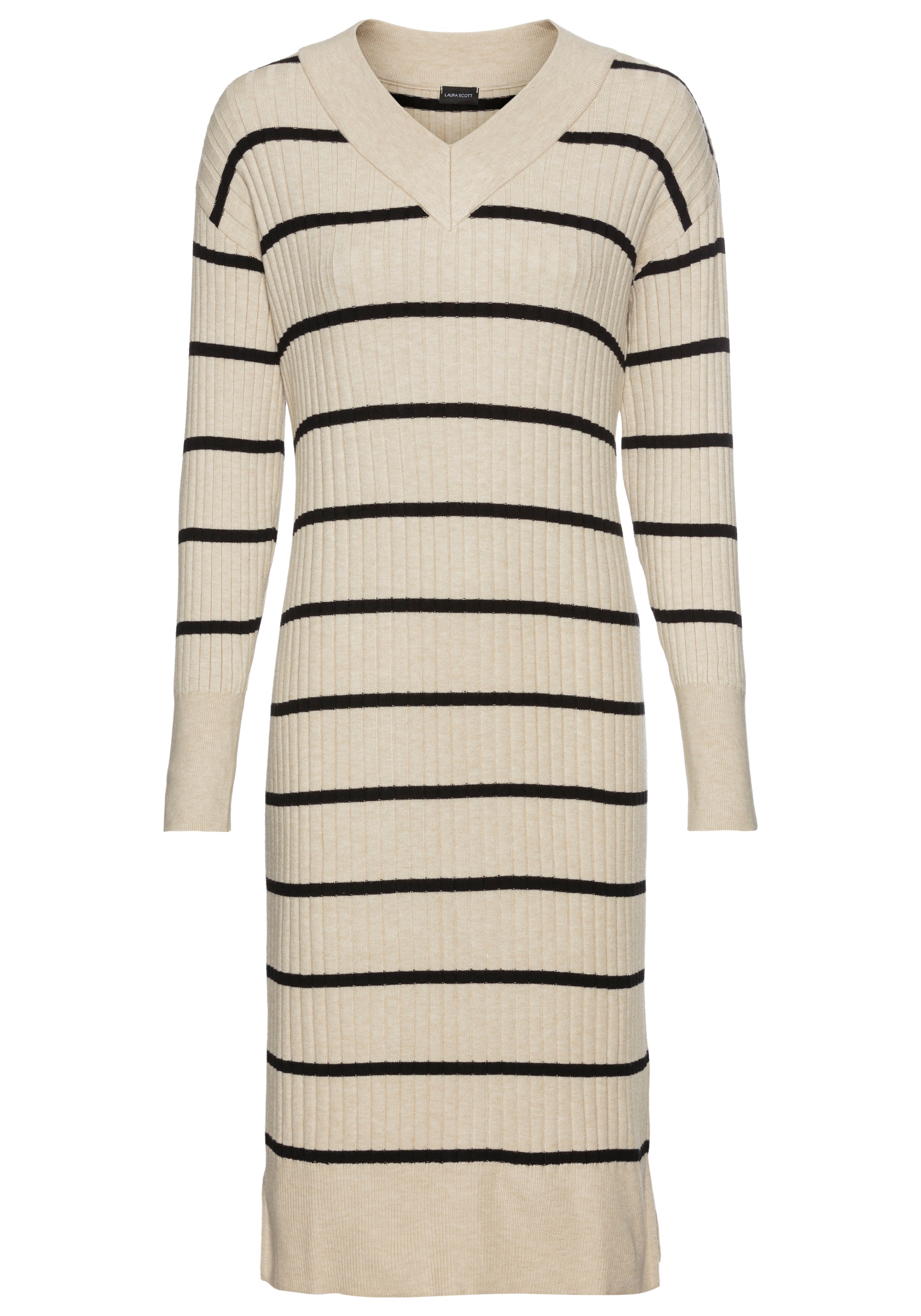 Laura Scott Strickkleid, aus weichem Rippstrick, Midi Länge