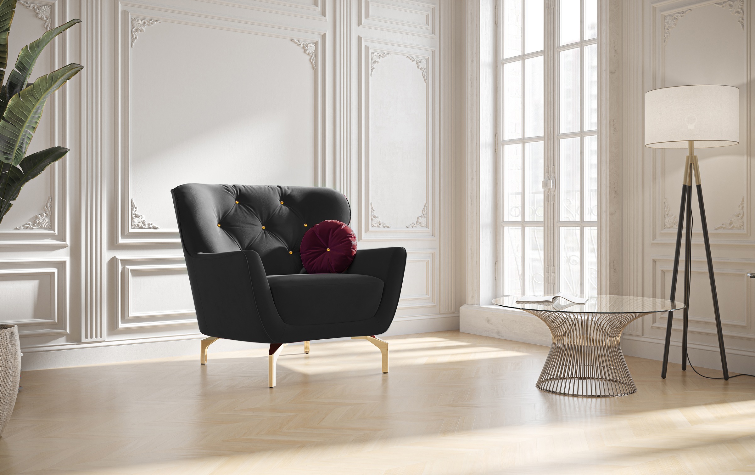 sit&more Sessel »Orient 3«, inkl. 1 Zierkissen mit Strass-Stein, goldfarben günstig online kaufen